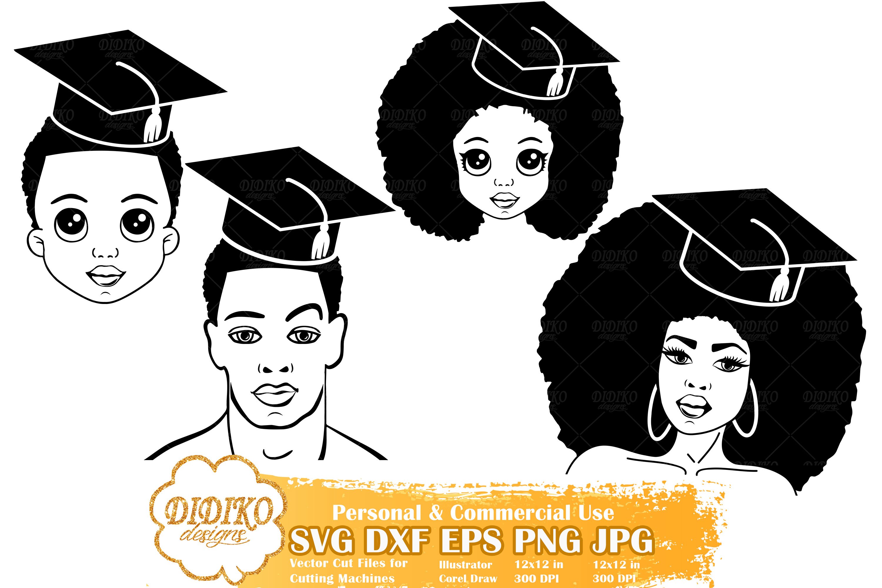Family Graduation Bundle SVG, Black Woman Graduation Svg