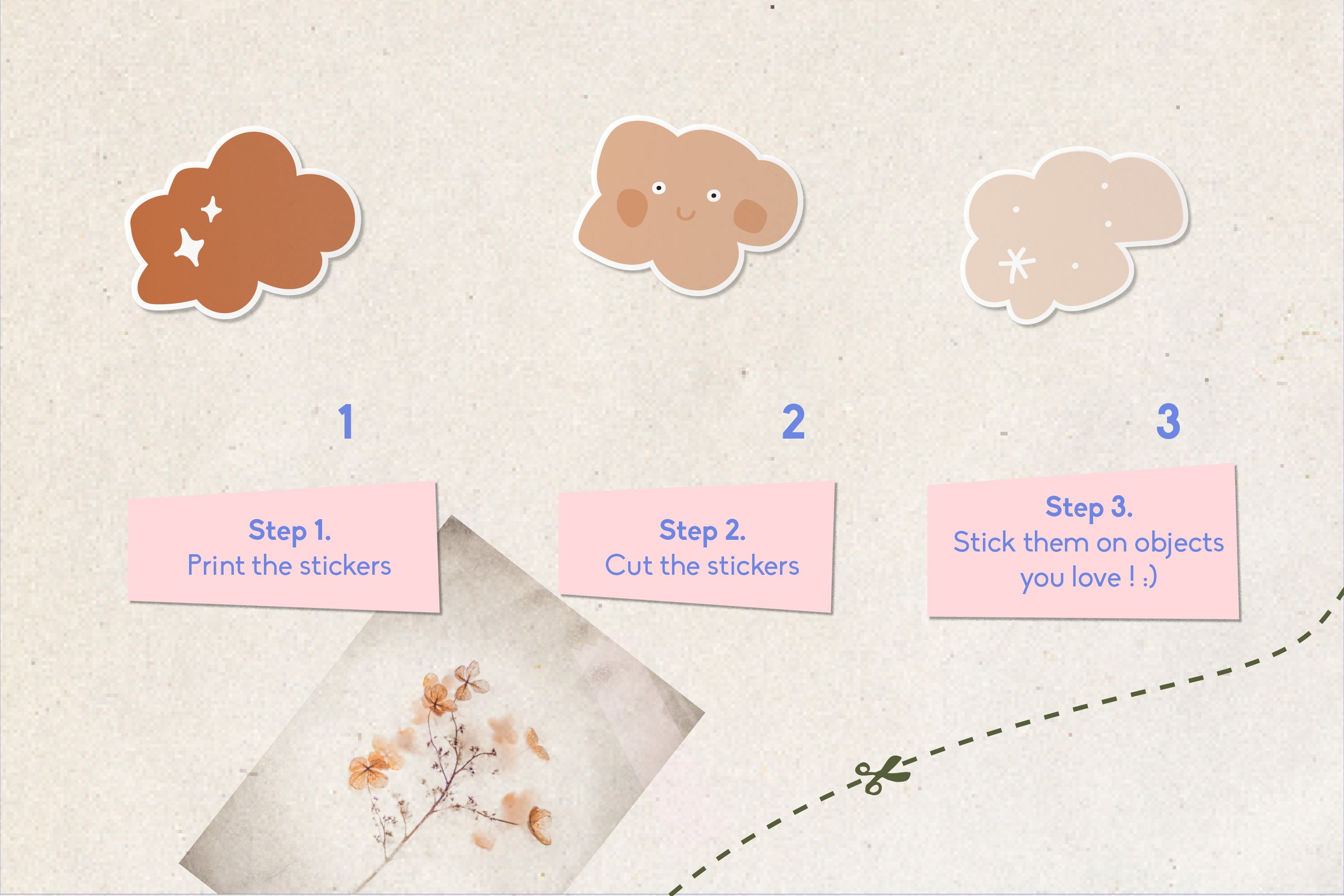 Boho Clouds Stickers SVG Labels Sublimation Cricut Cut File view 2
