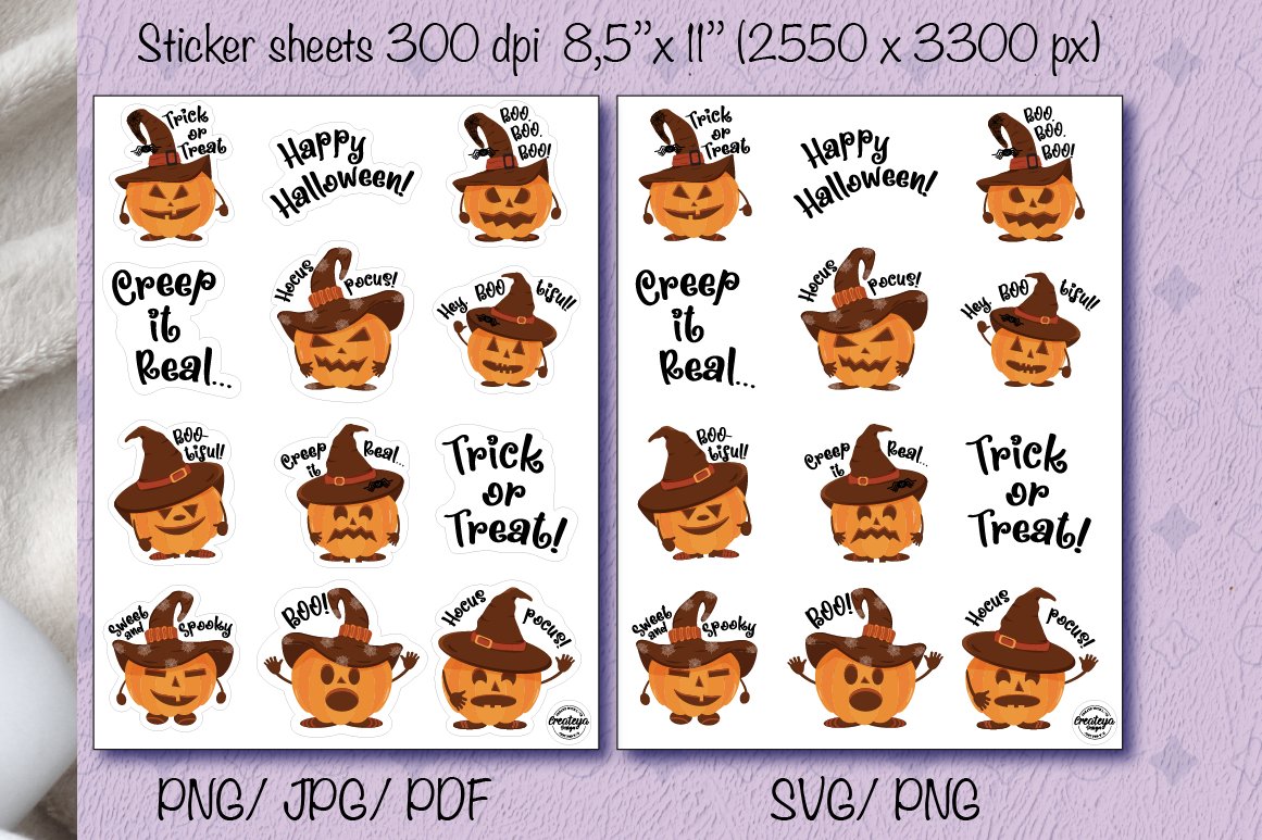 Halloween stickers bundle, Pumpkin Stickers Pack, Spooky view 2