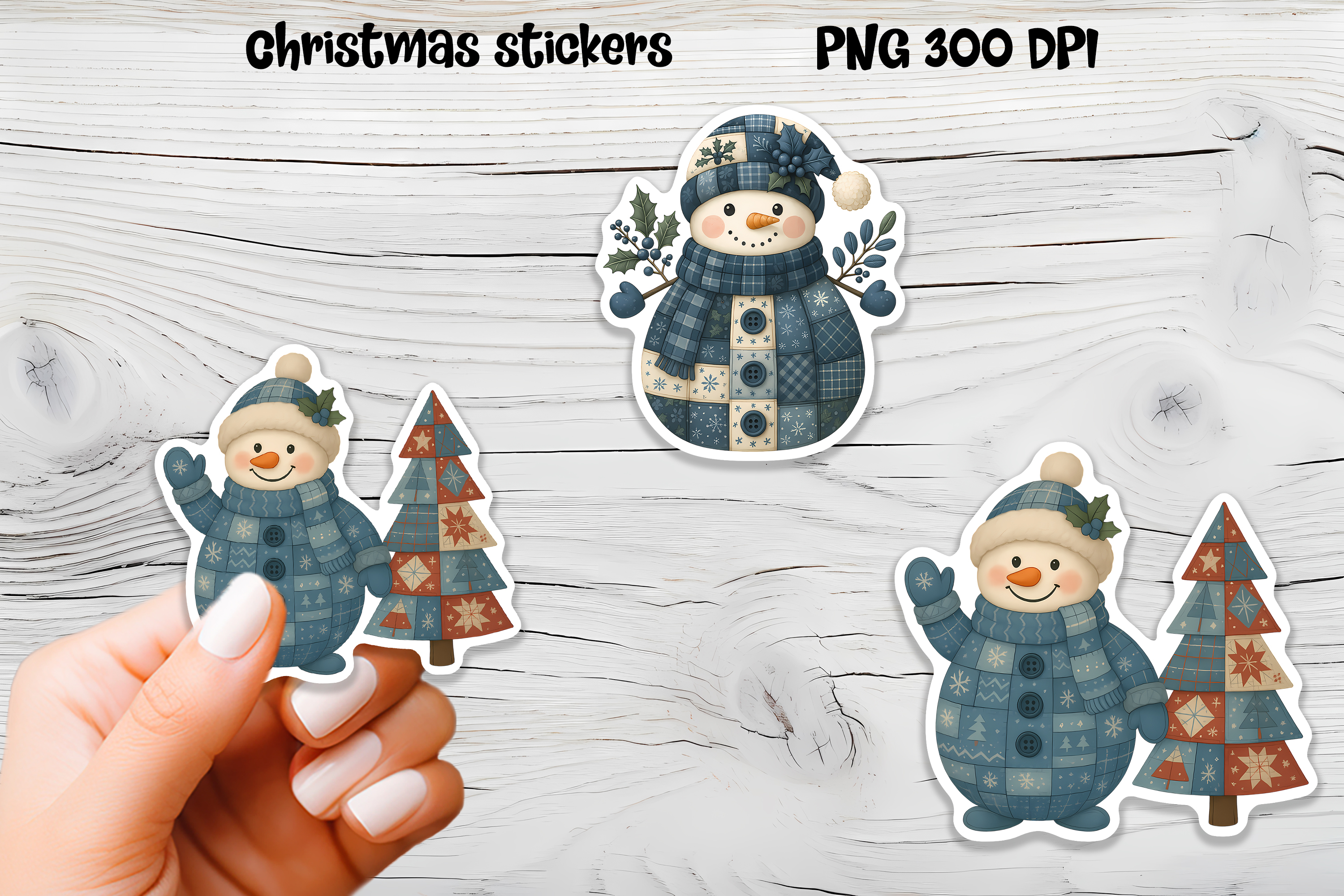 Christmas Patchwork stickers | Printable Christmas sticker