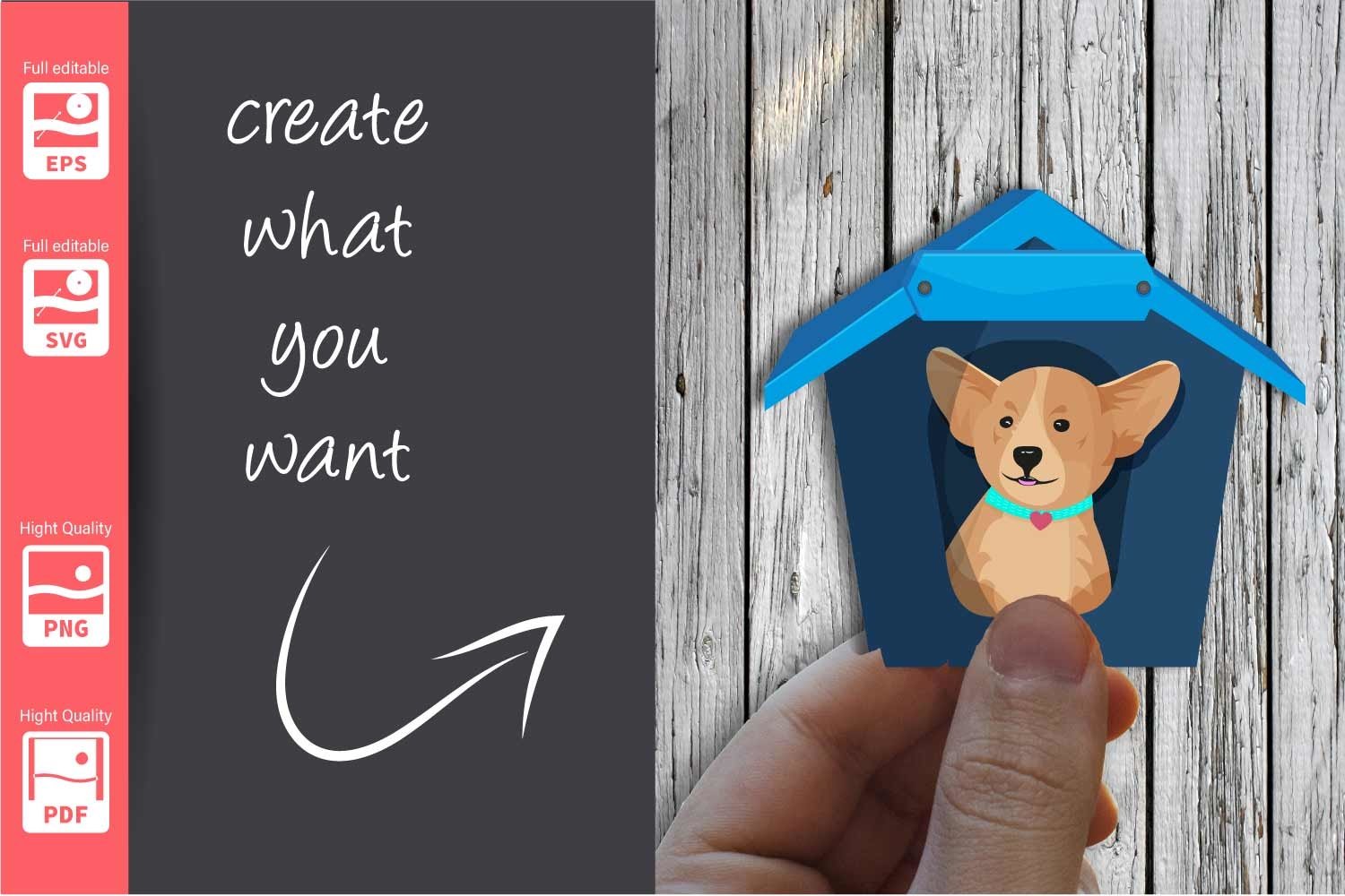 5 Dogs with house - Suitable for Print, Cut and Sublimation view 2