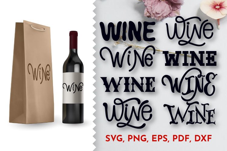 Wine bottle label bundle. Lettering. SVG, PNG.