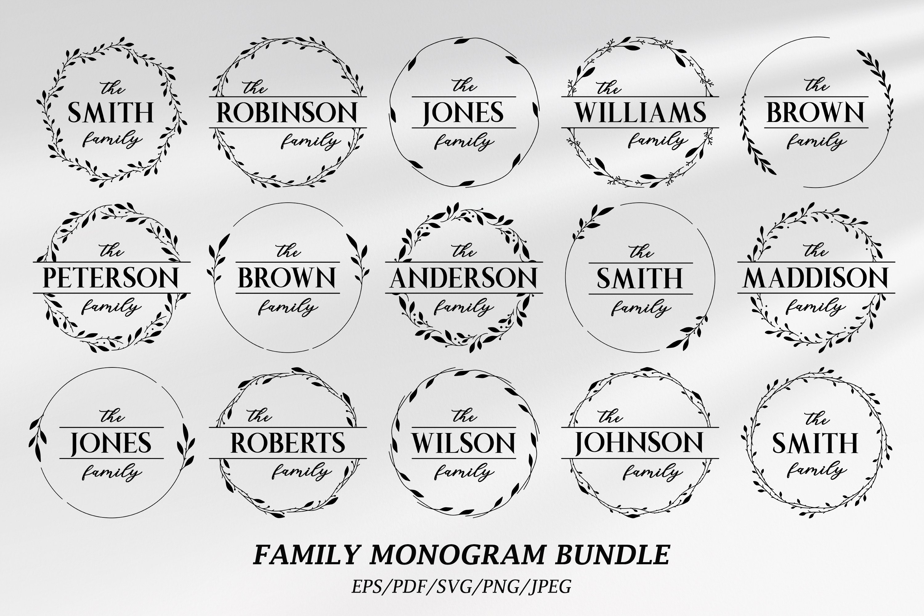 Family monogram bundle. Round signs collection