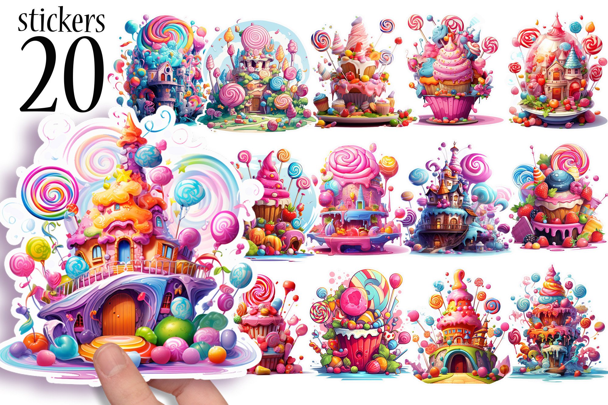 Halloween Candy Stickers Printable - Abstract Pastel Colors