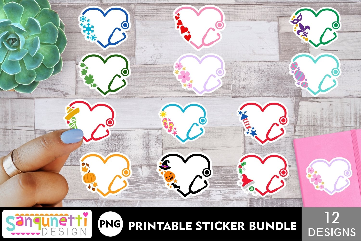 Stethoscope stickers | Nursing printable bundle