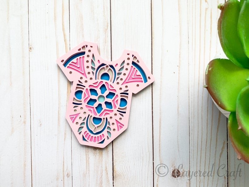 3D Baby Shower Mandala Layered Digital Cut File view 3