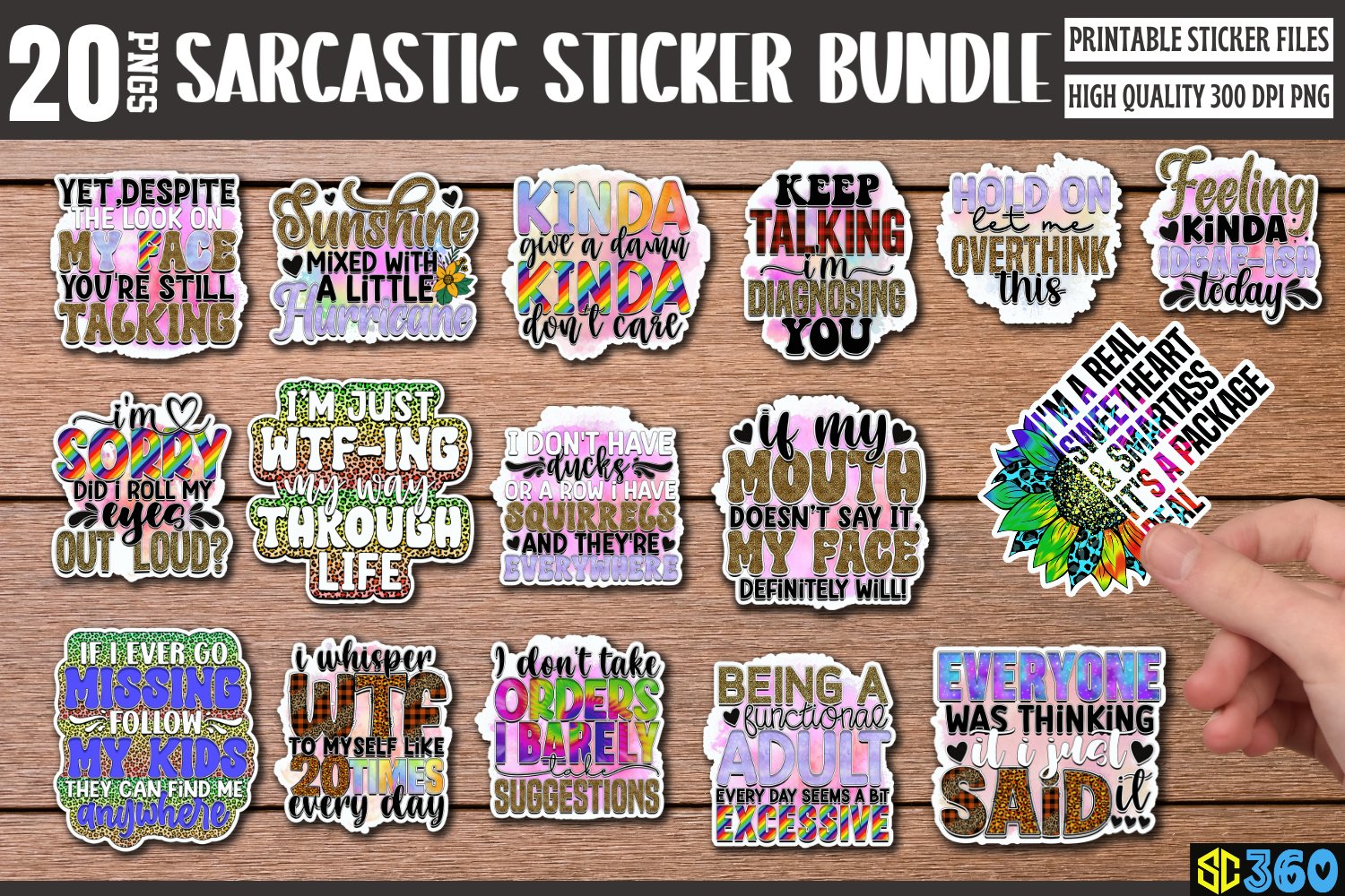 Sarcastic Stickers Bundle, Funny Stickers Bundle, Funny PNG