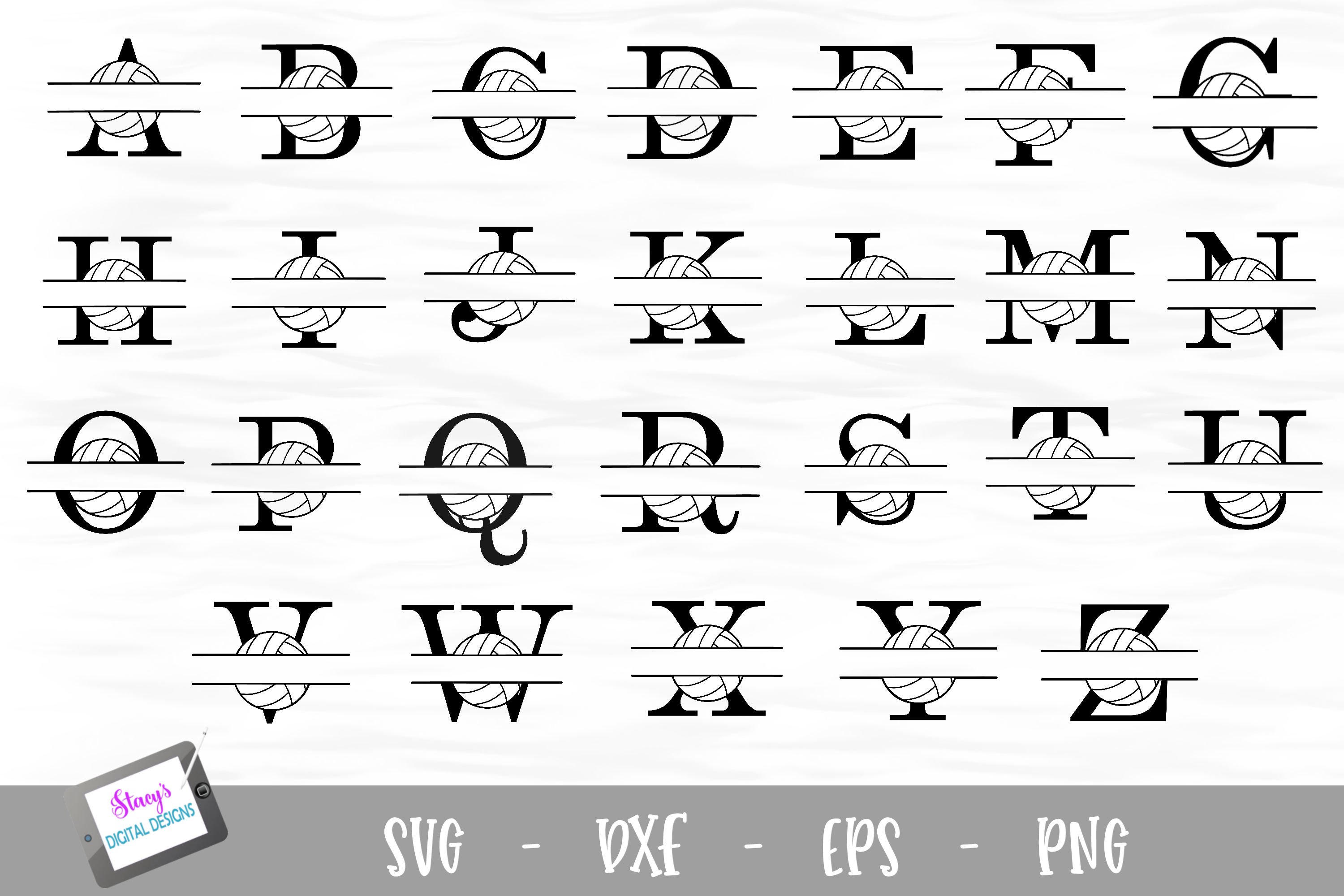 Sports Monogram Bundle - 6 Sets of Sports Split Letters A-Z view 3