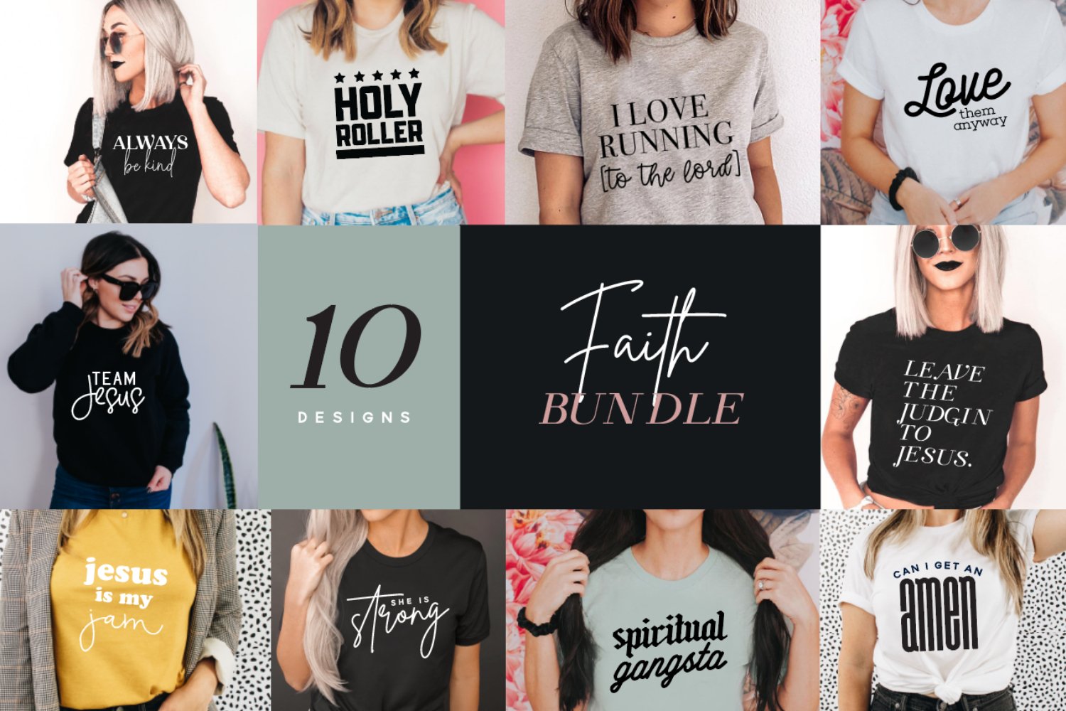 Faith SVG, Bundle, Cut Files, 10 Designs. SVG, PNG, DXF, JPG