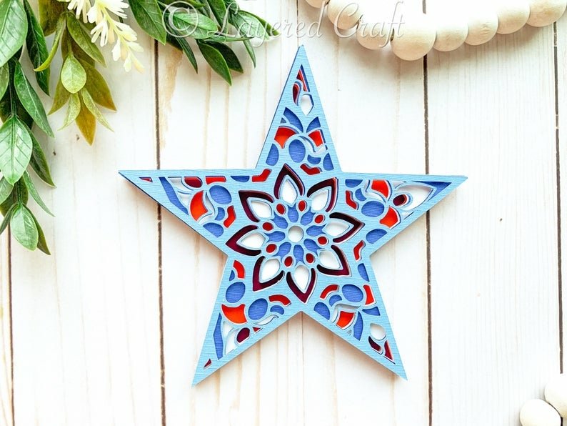 3D Patriotic America USA Mandala Bundle - Layered Digital view 2