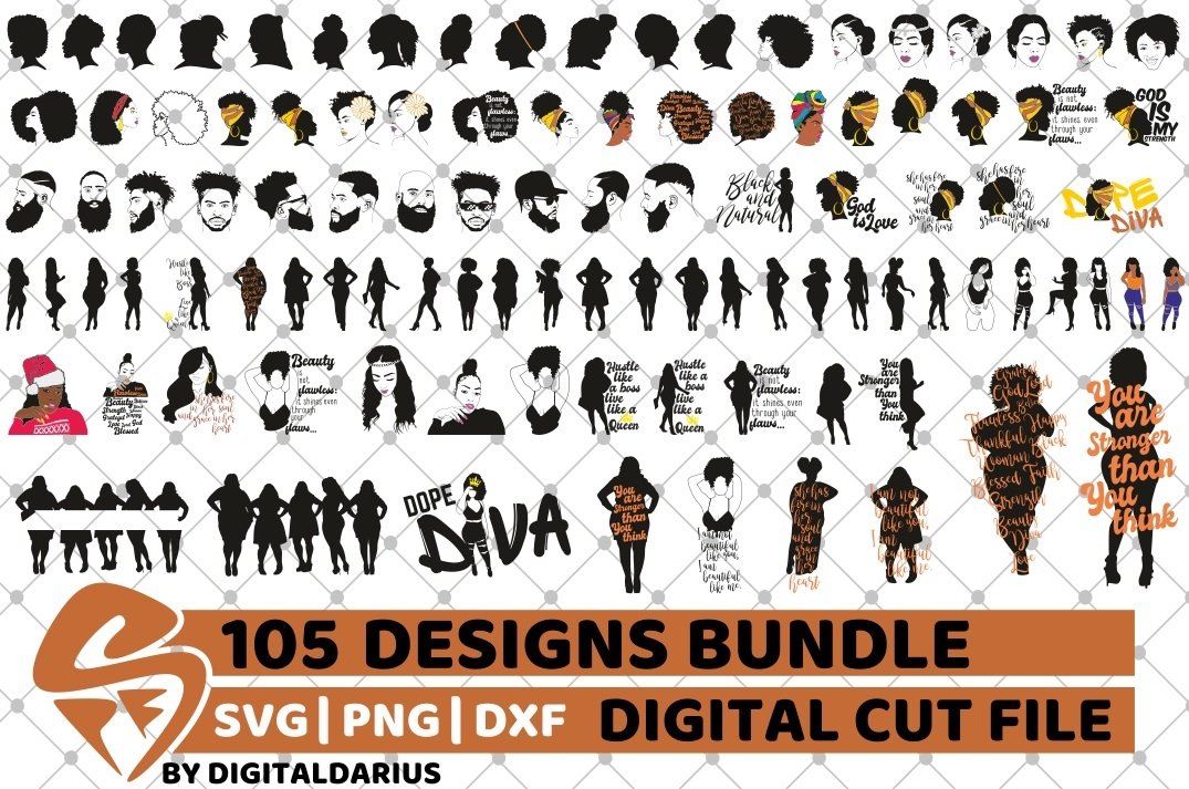 105x Black Woman Designs Bundle SVG, Black History Month svg
