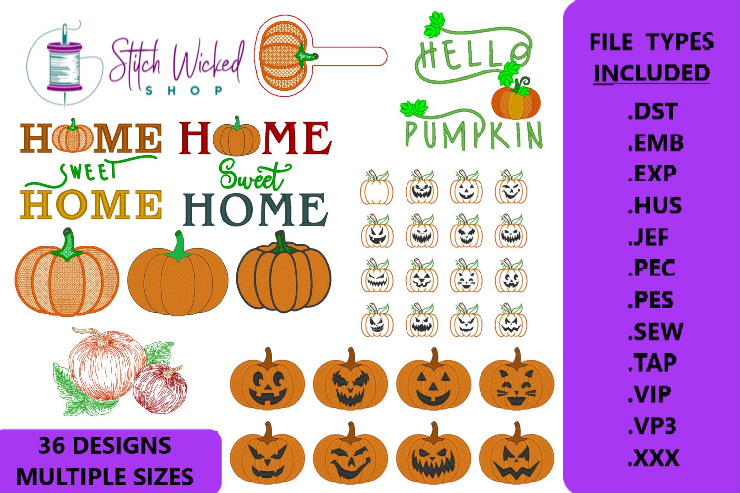 Pumpkin Machine Embroidery Design Bundle