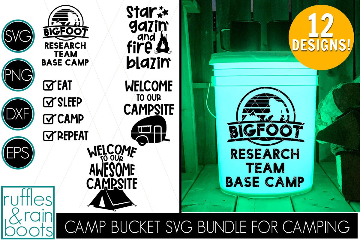 Camping Bucket SVG Bundle with Two Styles for All Designs