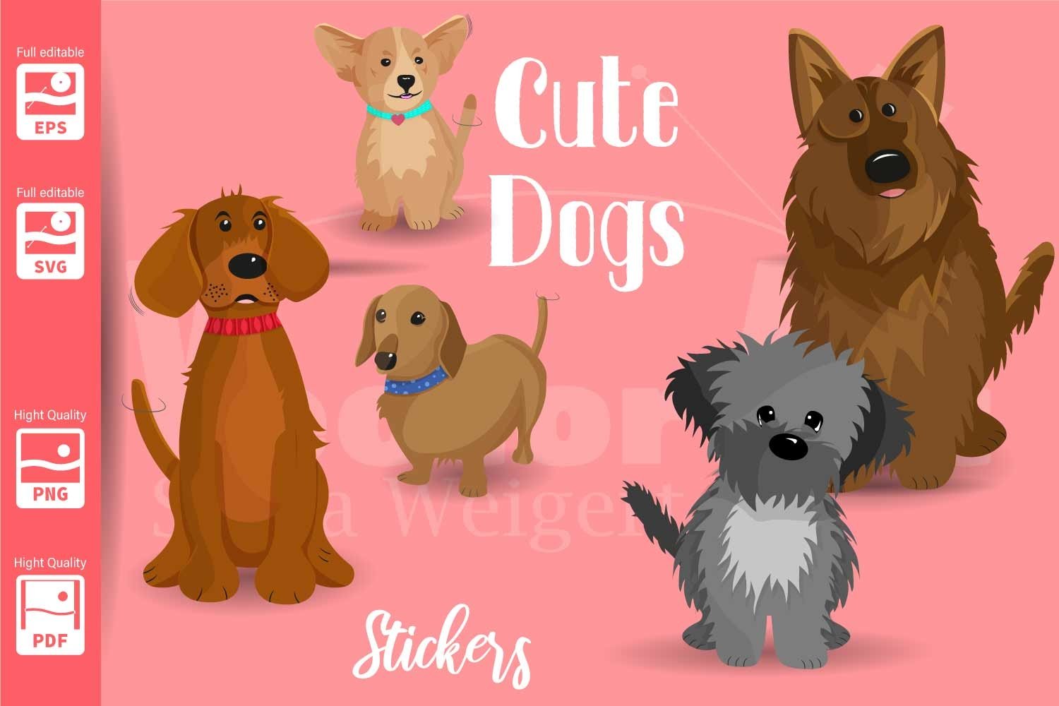5 Dogs SVG - Suitable for Print, Cut and Sublimation