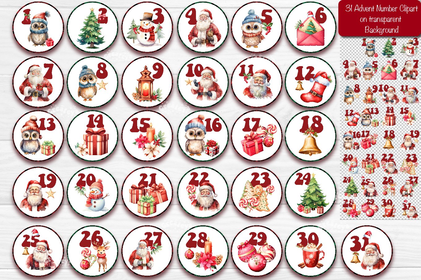Christmas Advent calendar numbers Round Countdown Numbers view 2