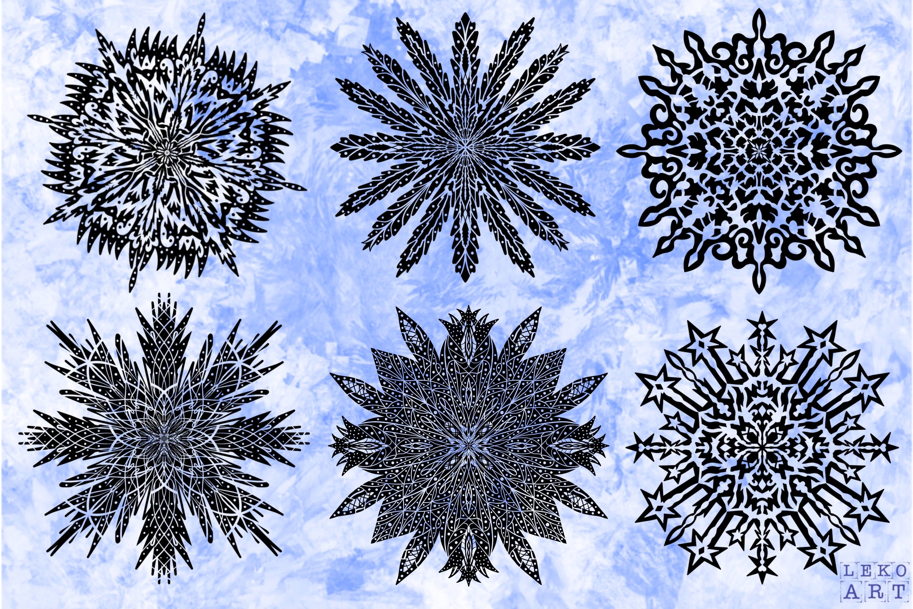Snowflakes SVG Clipart. Mandala snowflakes. view 3