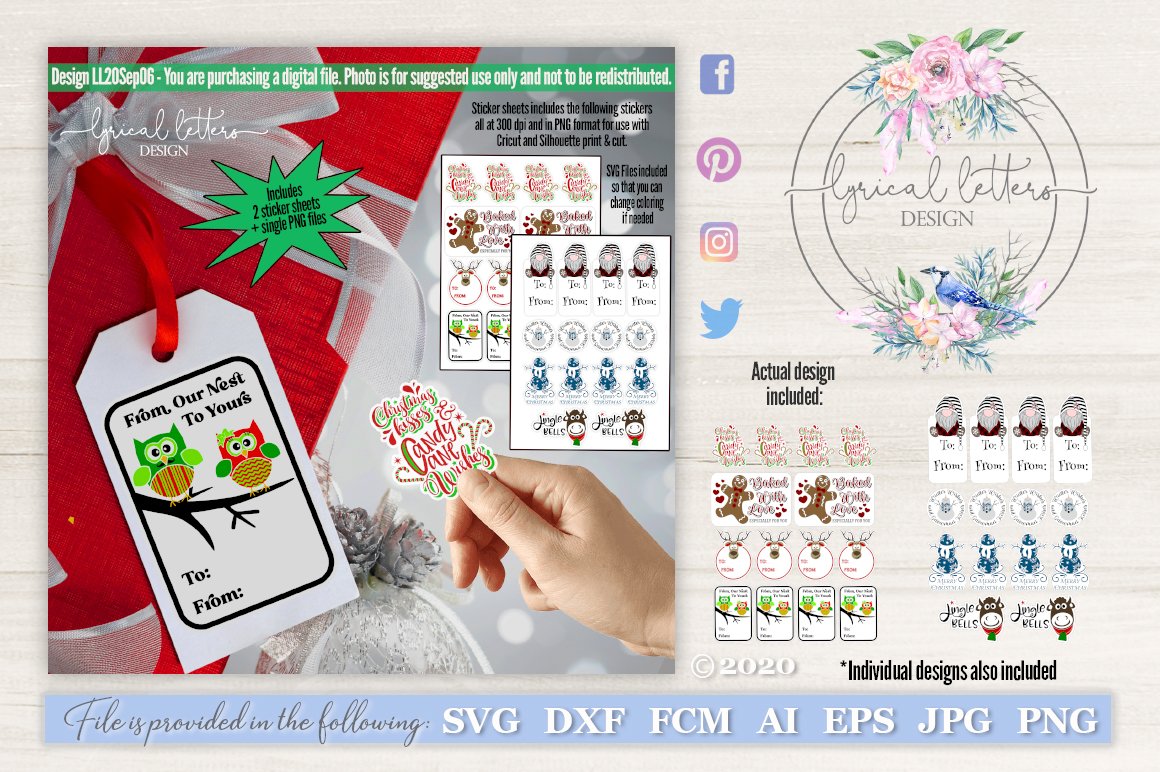Christmas Gift Tags and Sticker Bundle SVG and PNG LL20Sep06