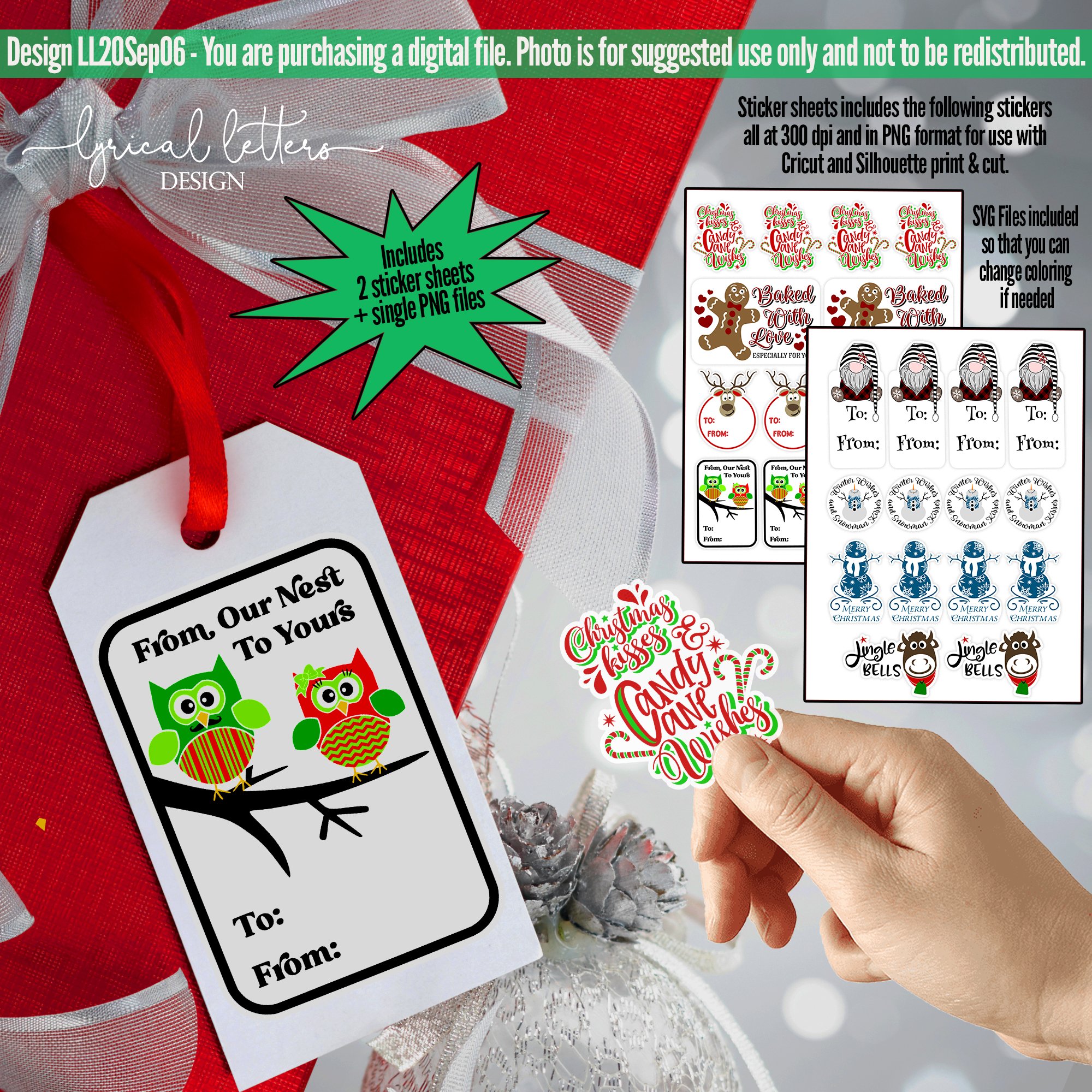 Christmas Gift Tags and Sticker Bundle SVG and PNG LL20Sep06 view 2
