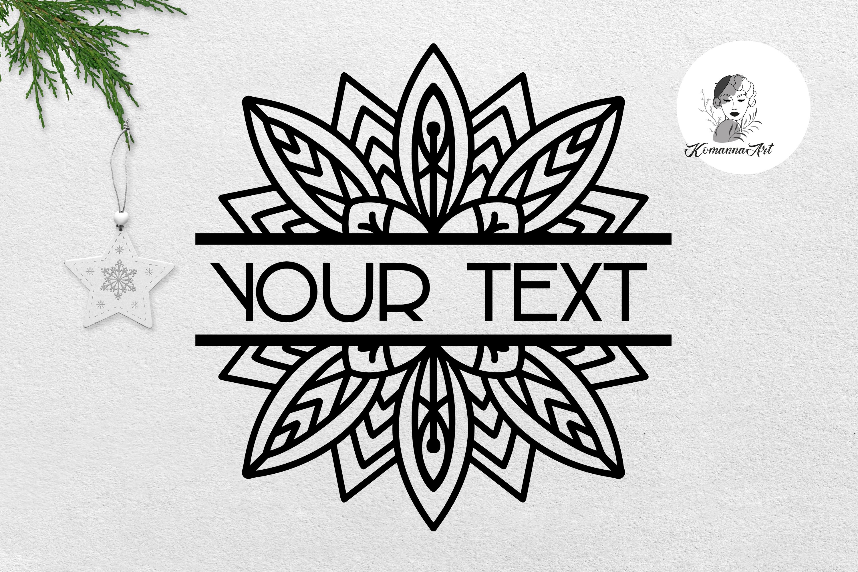 Snowflake Split monograms SVG Bundle - Christmas Bundle view 2