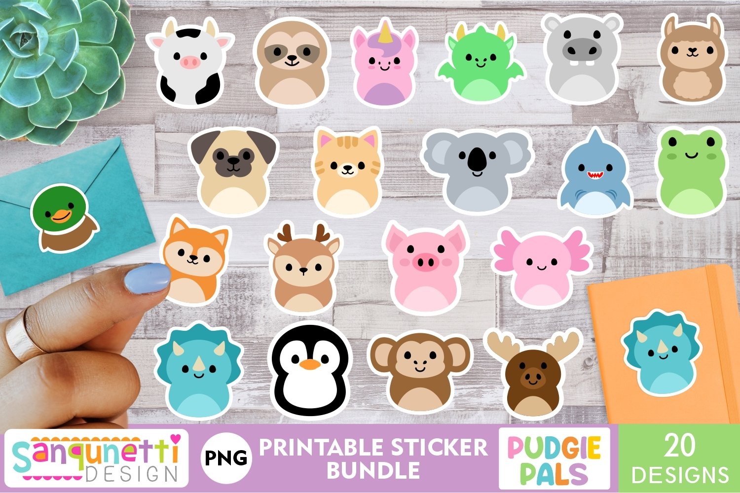Pudgie Pals Animal Bundle | Cute Animal stickers