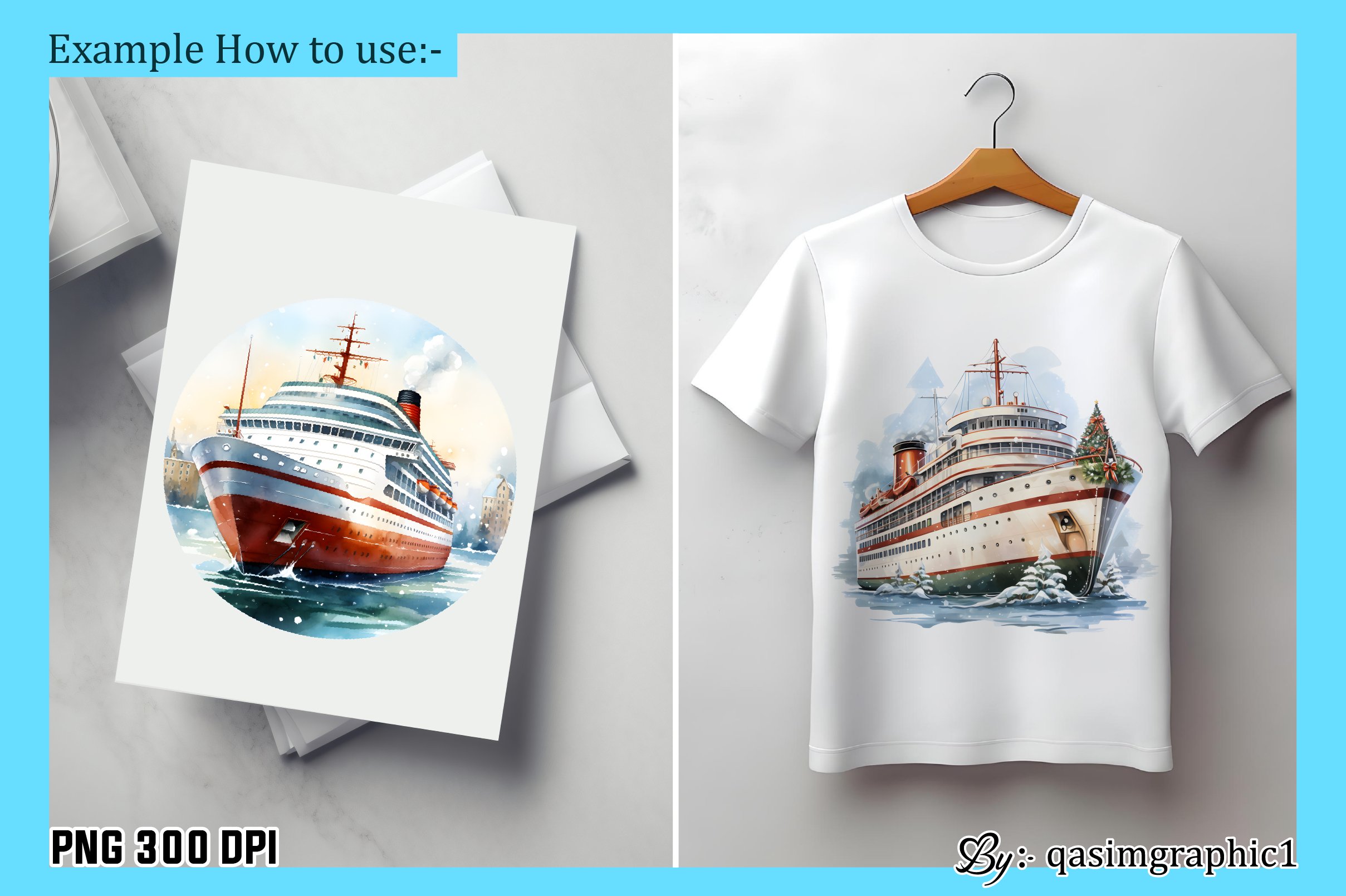Christmas Cruise Ship Clipart Bundle view 2