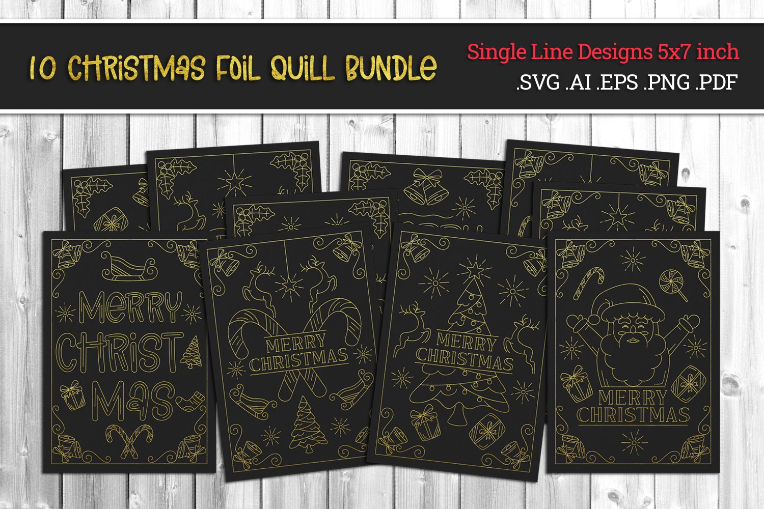 Single Line Design Christmas Card for Foil Quill Bundle