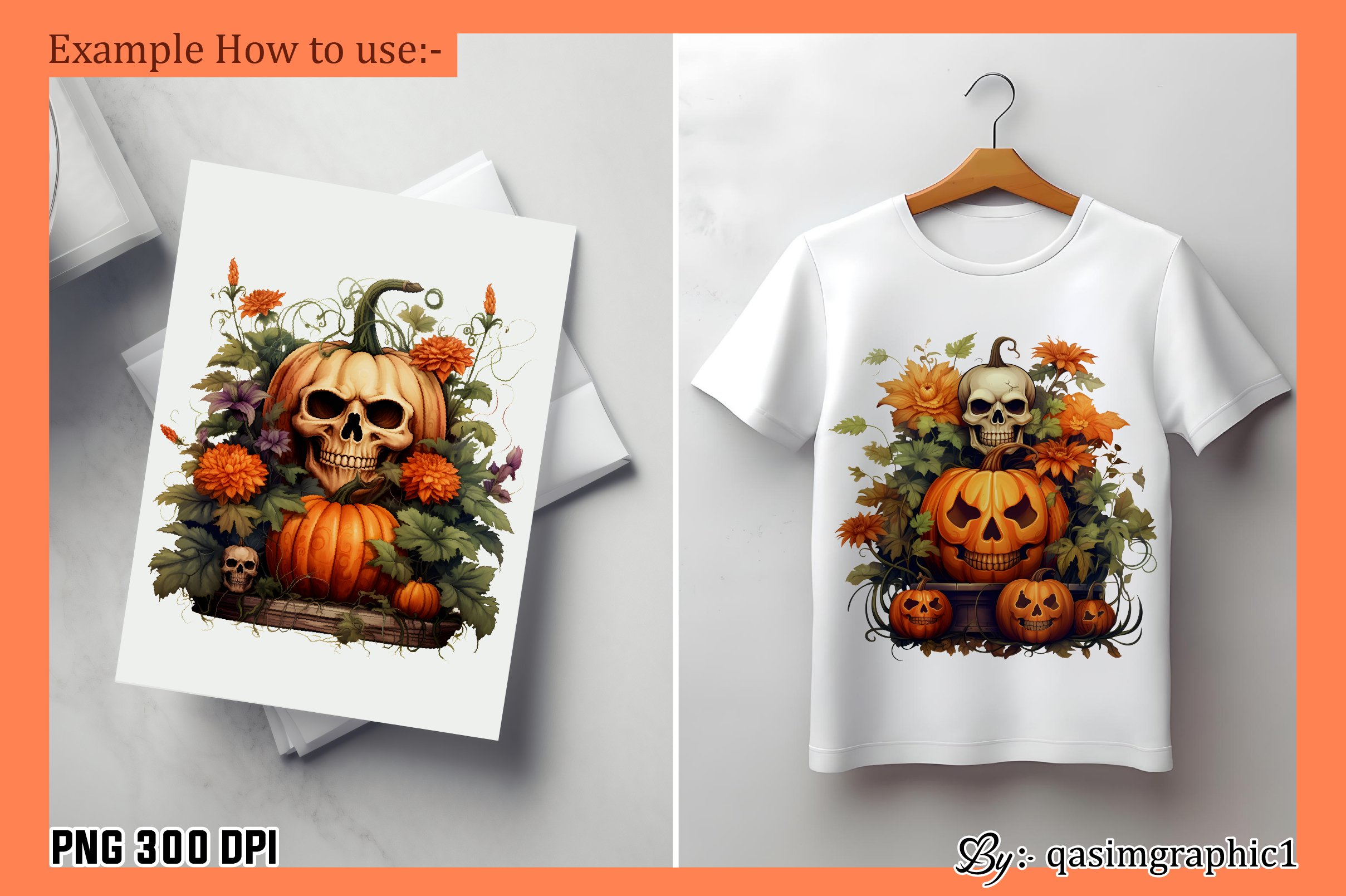 Floral Halloween Skull Clipart Bundle view 2