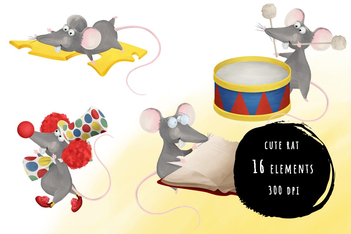 Cute rat sticker bundle