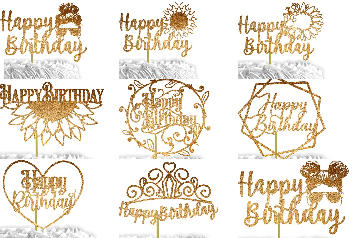 24 Birthday Cake Topper SVG Bundle | cake topper template view 3