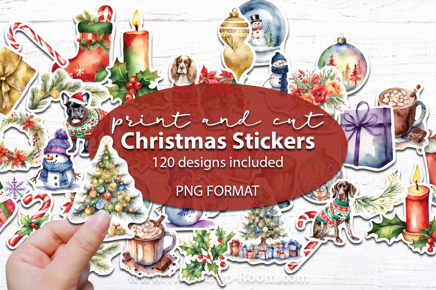 Christmas Stickers, printable stickers, png, print and cut view 2