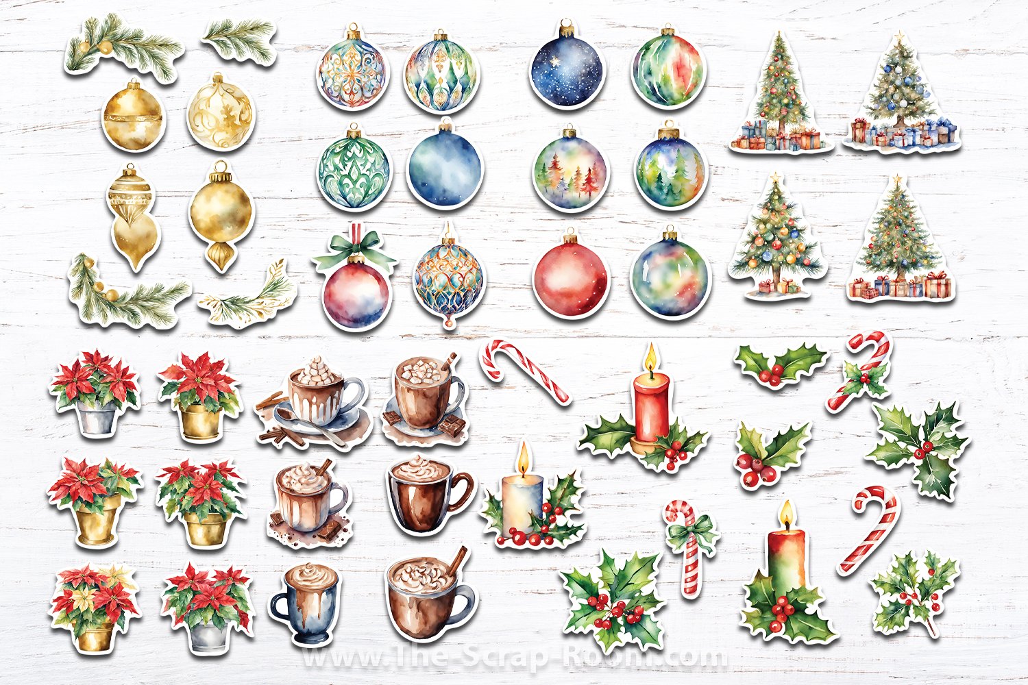Christmas Stickers, printable stickers, png, print and cut view 3
