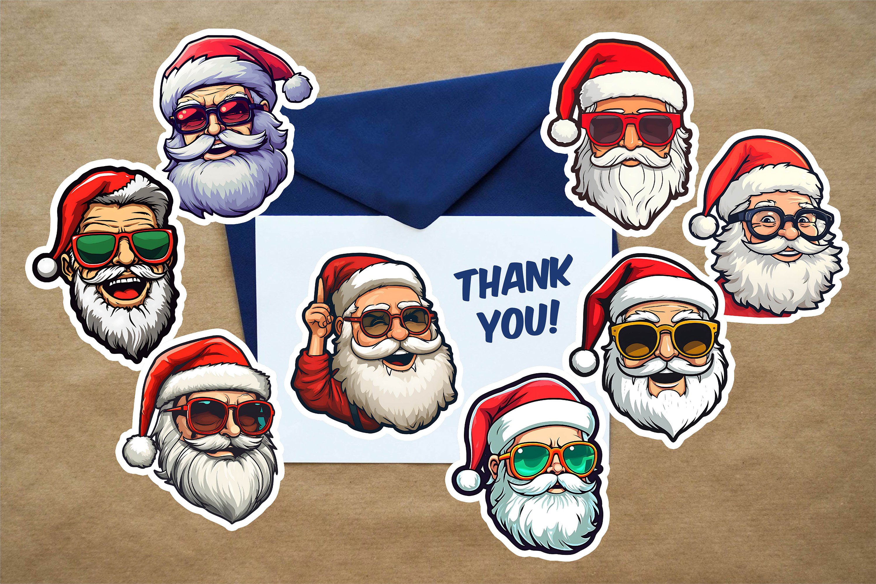 Groovy Santa Claus Stickers Bundle | 8PNG view 2