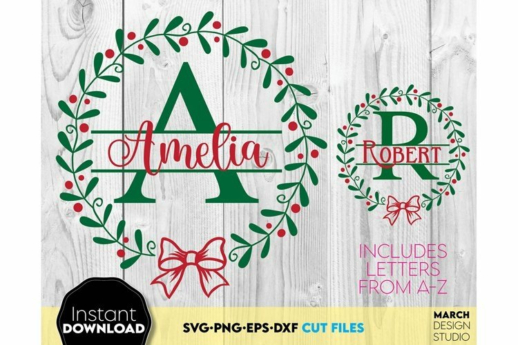 Christmas monogram svg, split monogram svg, christmas svg