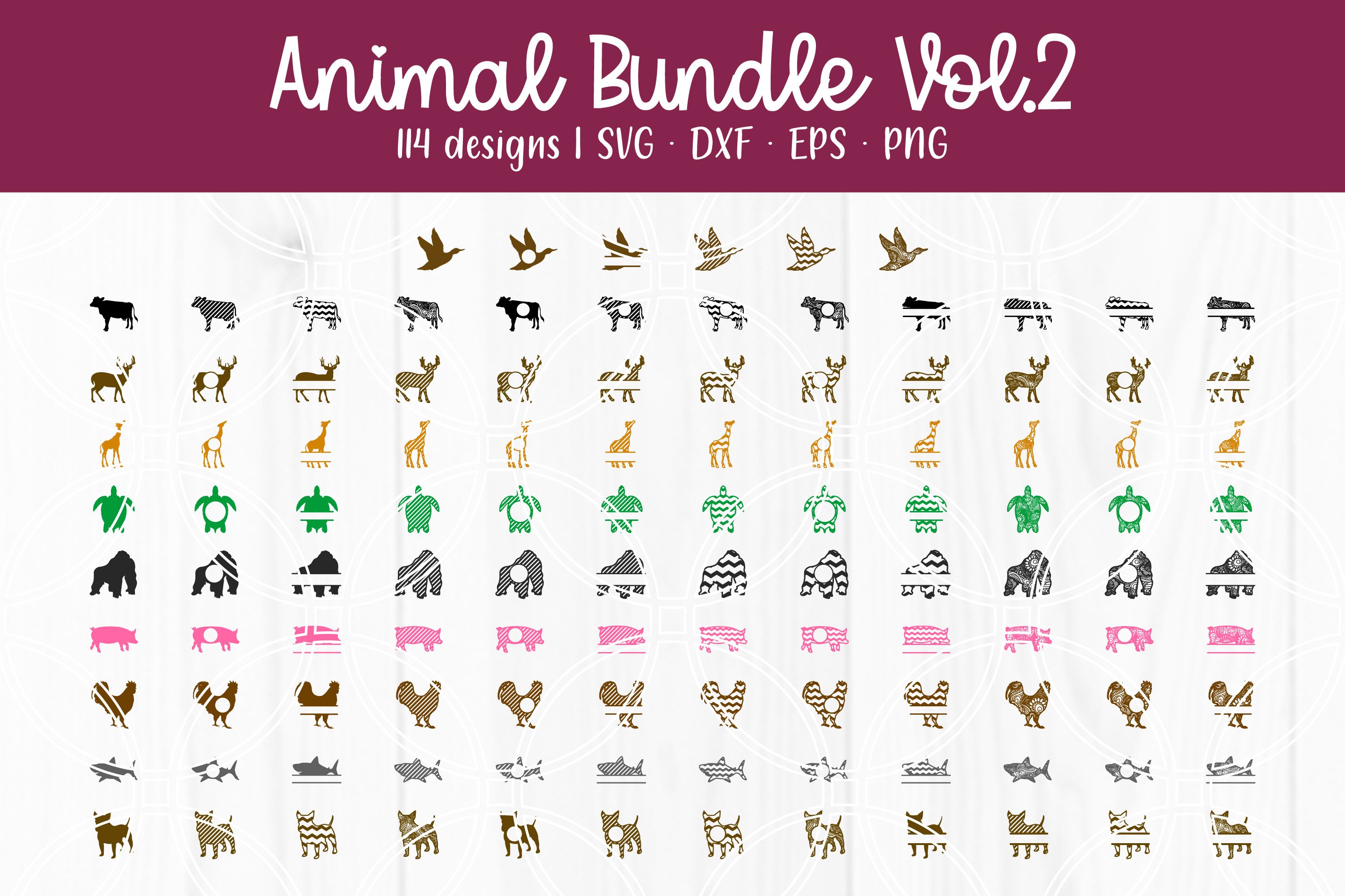 Animal SVG Bundle Cricut Cut Files Monogram Silhouette