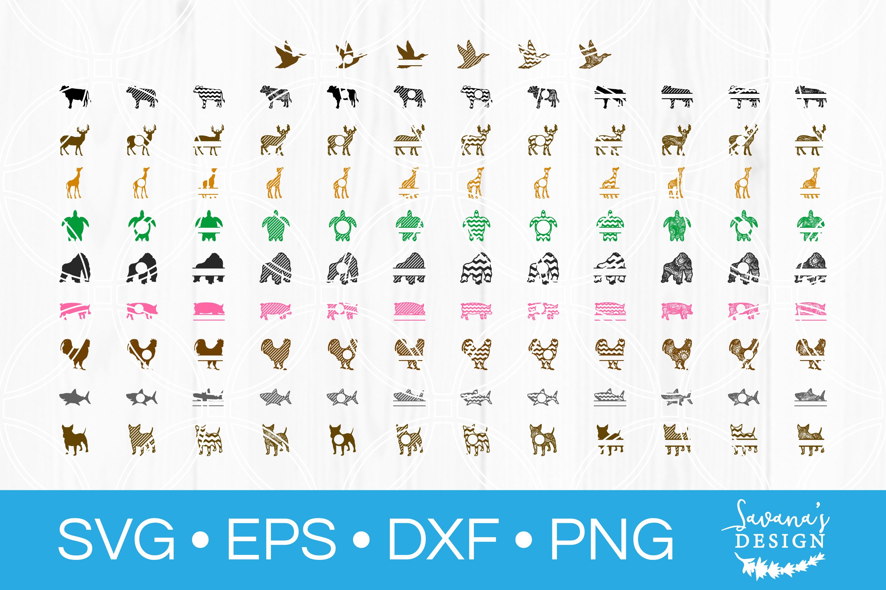 Animal SVG Bundle Cricut Cut Files Monogram Silhouette view 2