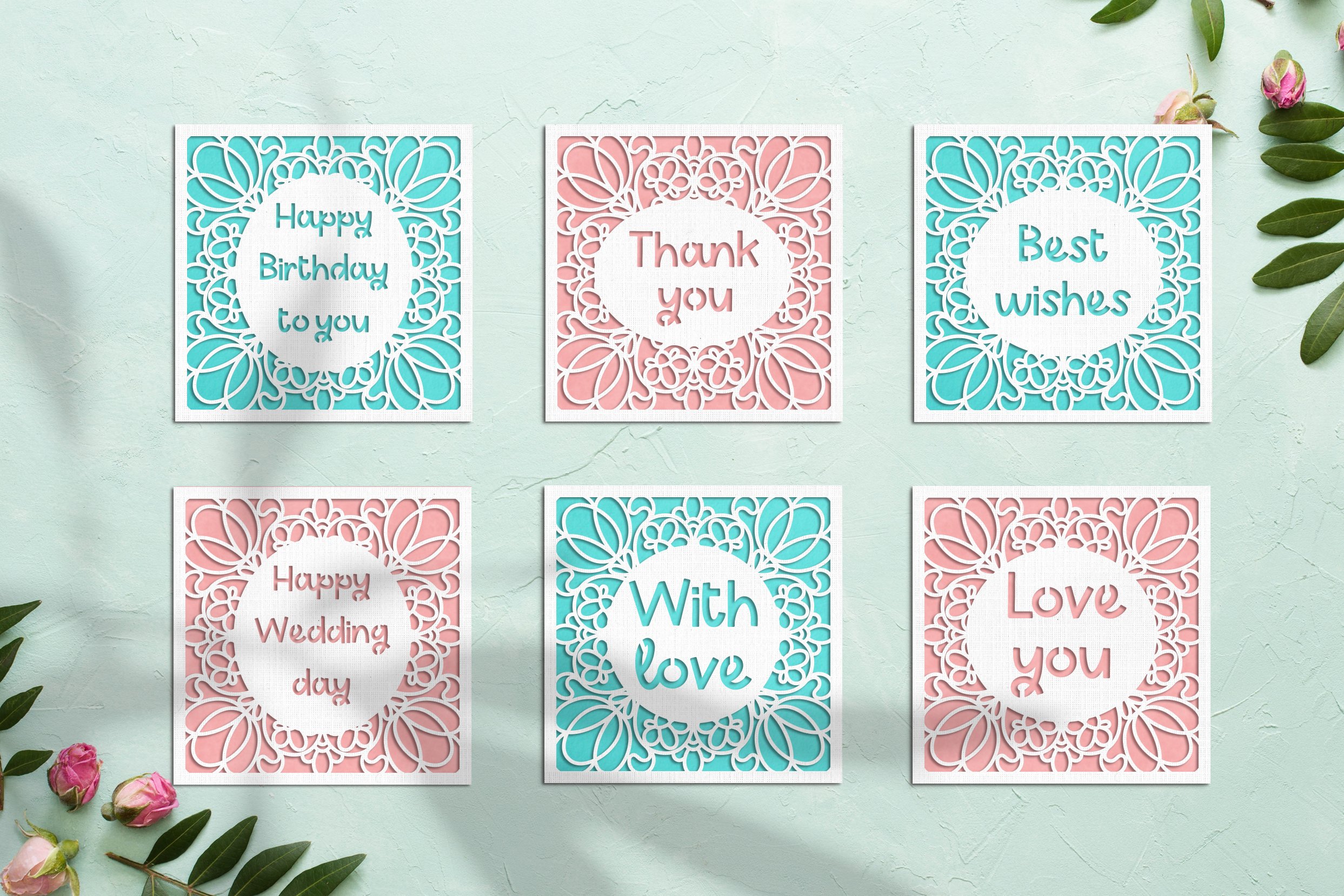 SVG 6 Classic any occasion Cards Set for Silhouette   Cricut