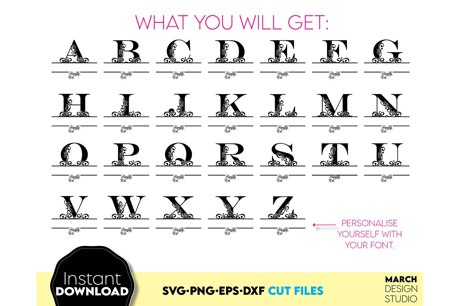 Monogram SVG, Letter Monogram SVG, Monogram SVG Files view 3