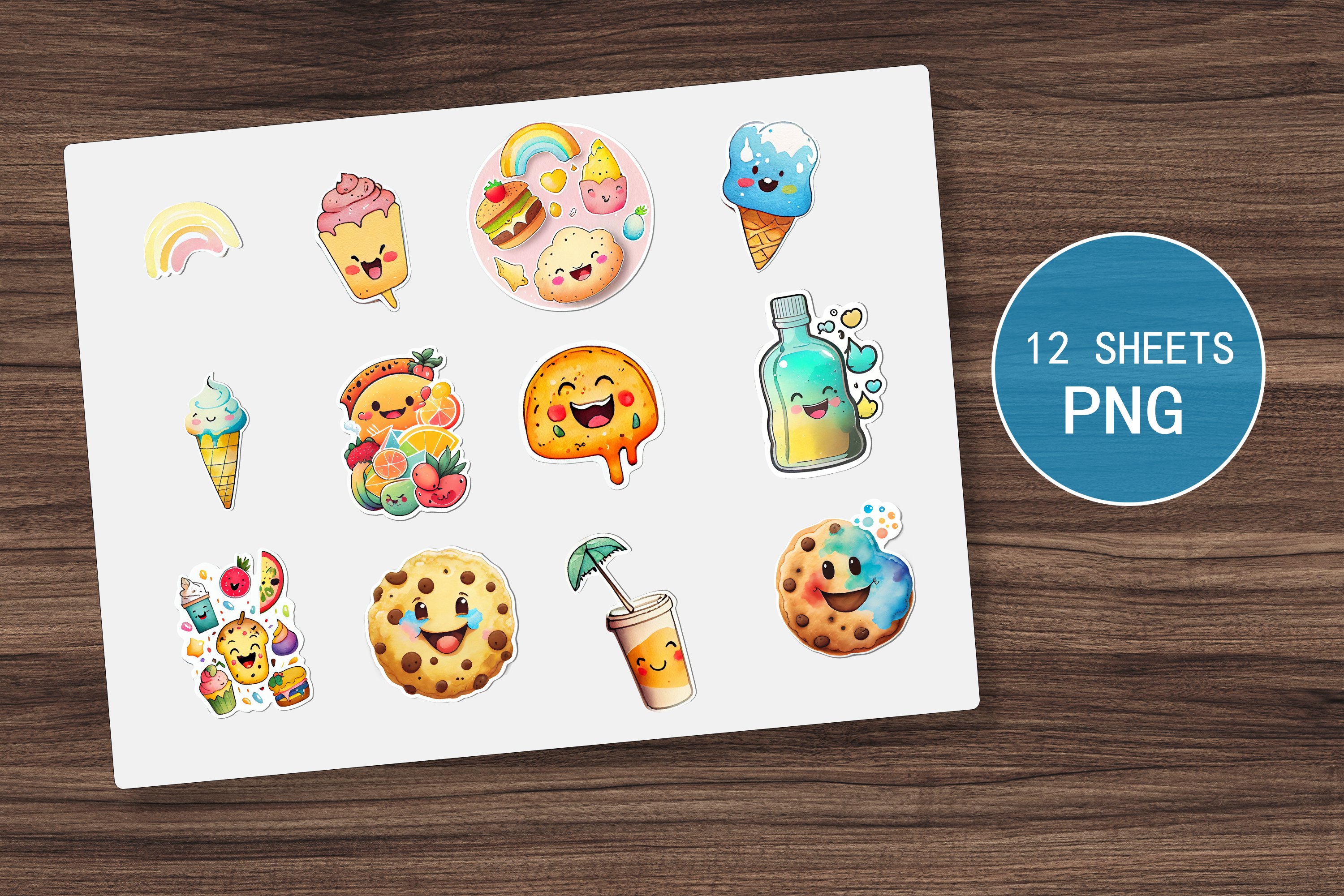 Cute food Sticker pack Printable stickers for kids Sweets view 3