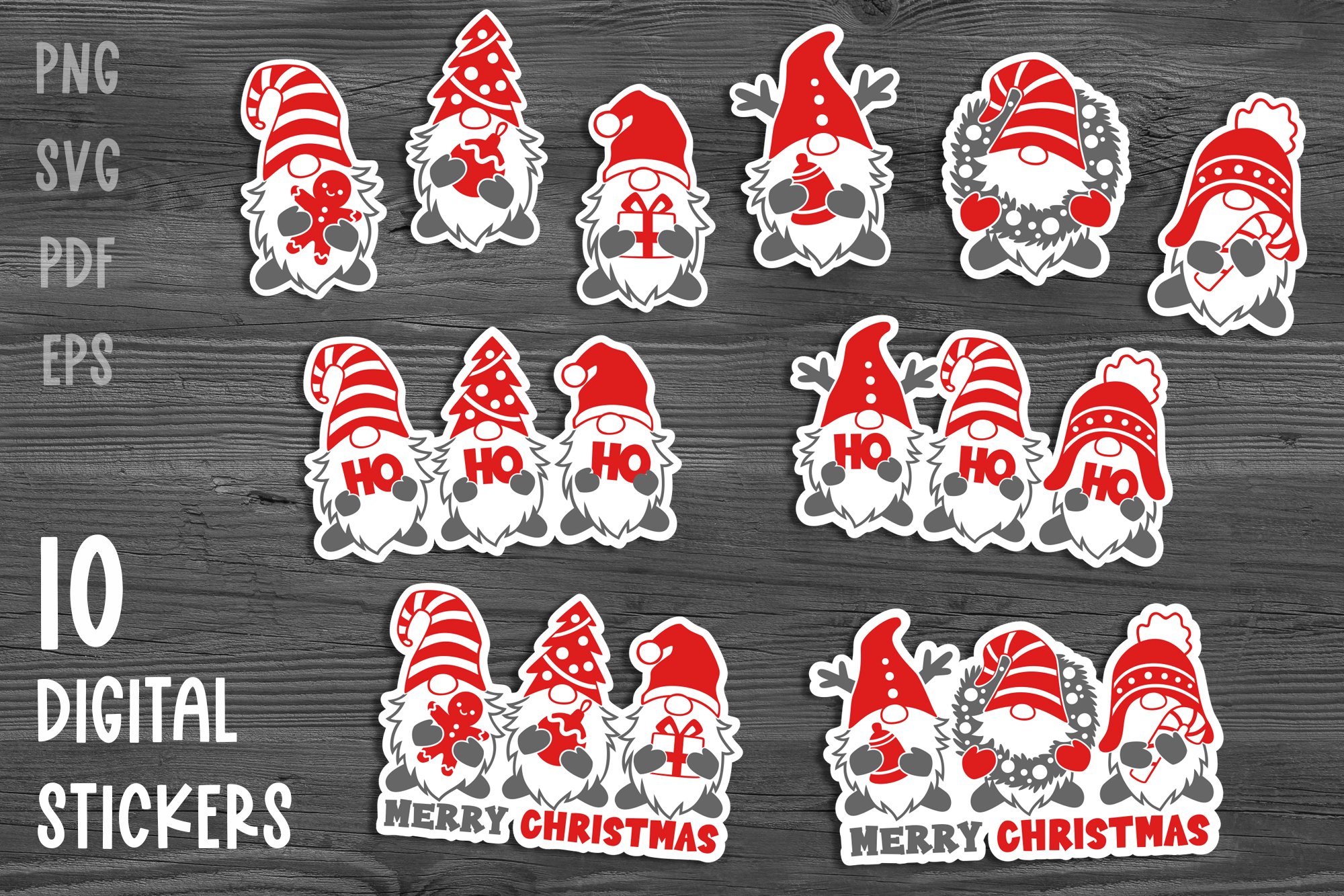 Christmas stickers svg Gnome stickers svg Sticker bundle svg