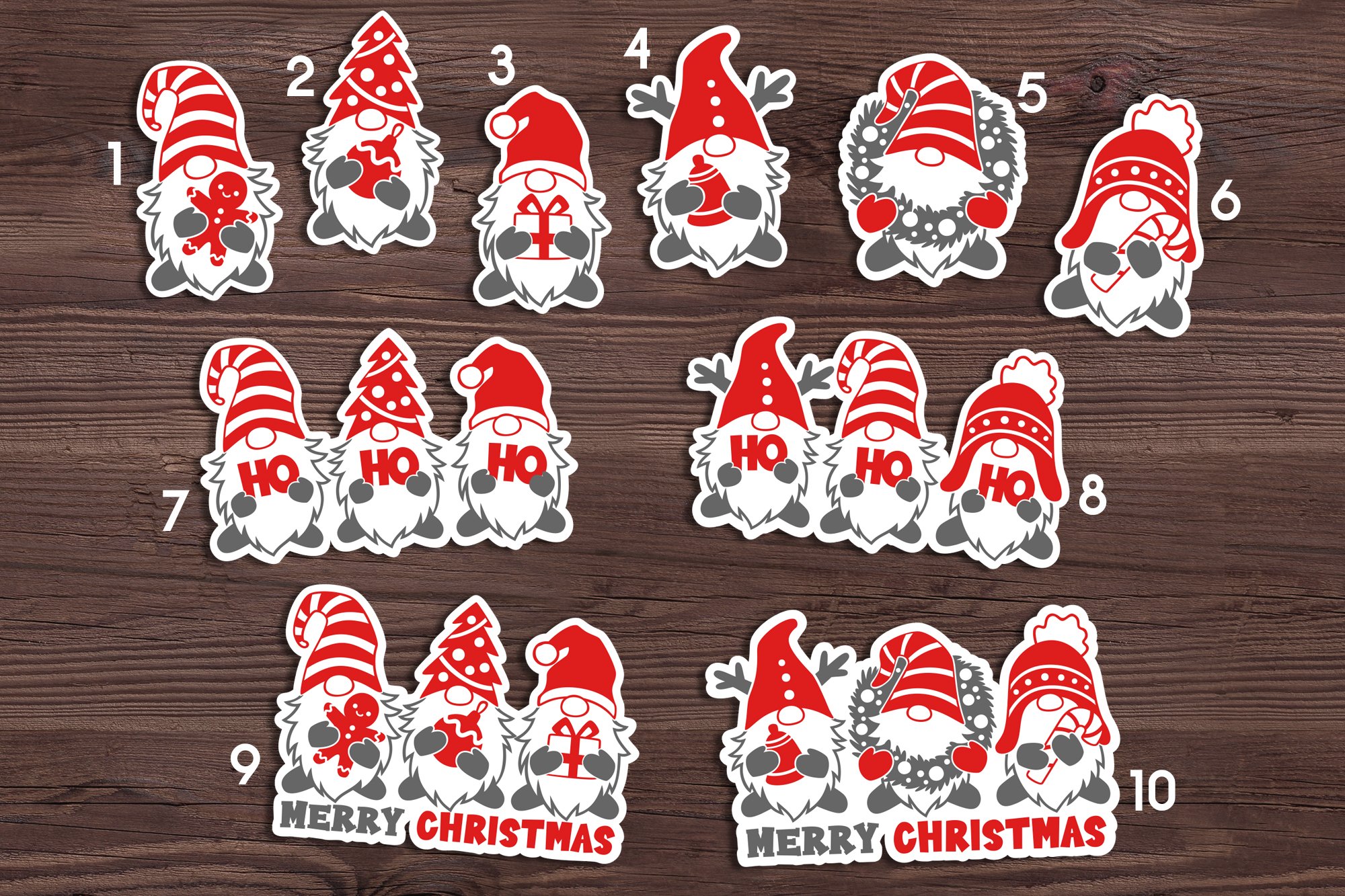 Christmas stickers svg Gnome stickers svg Sticker bundle svg view 2