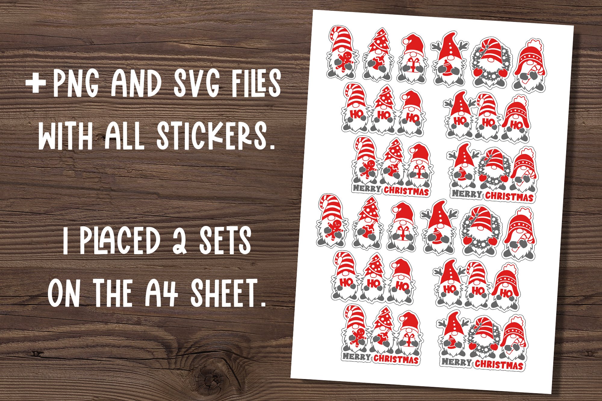 Christmas stickers svg Gnome stickers svg Sticker bundle svg view 3
