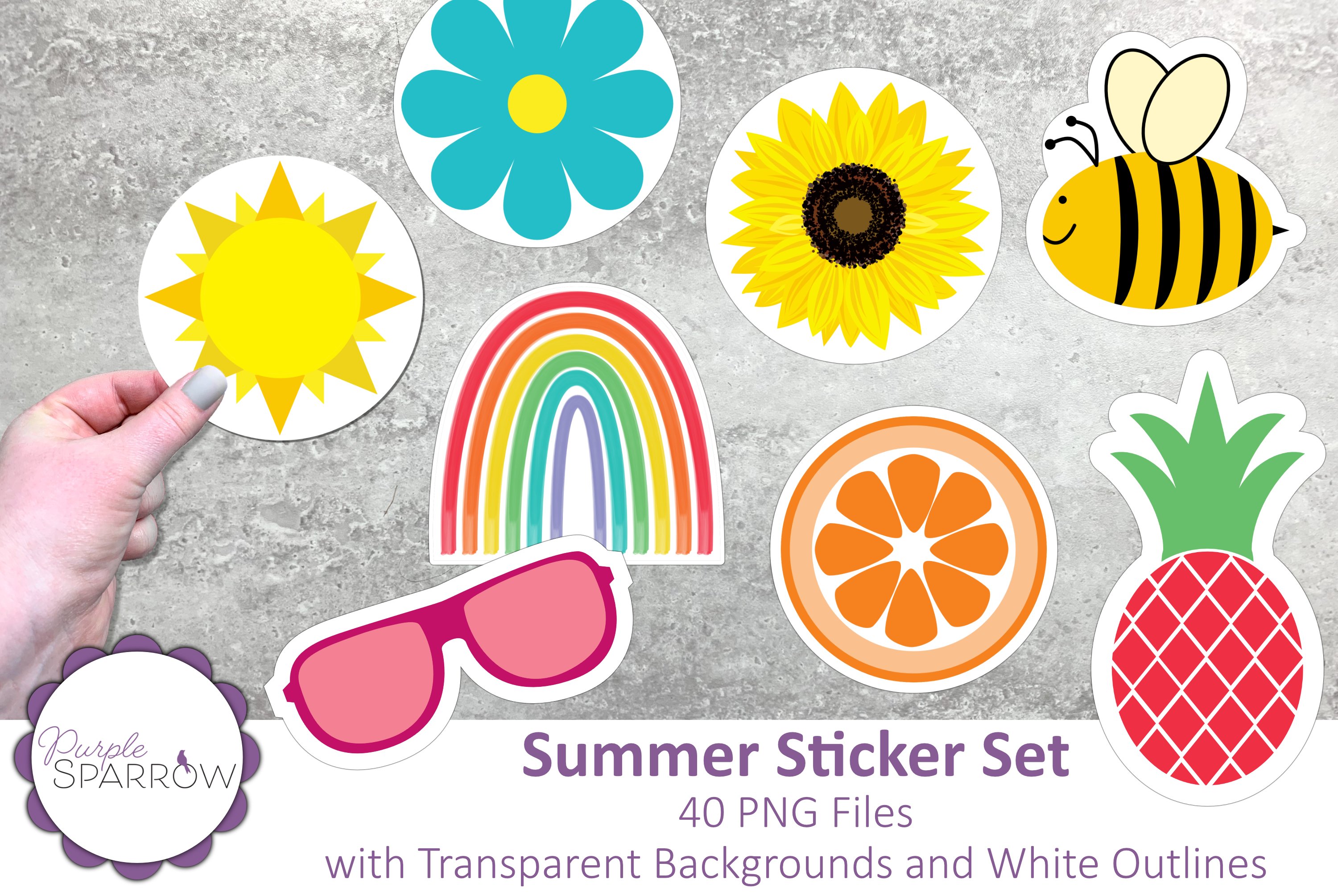 Summer Sticker Set | 40 PNG Files
