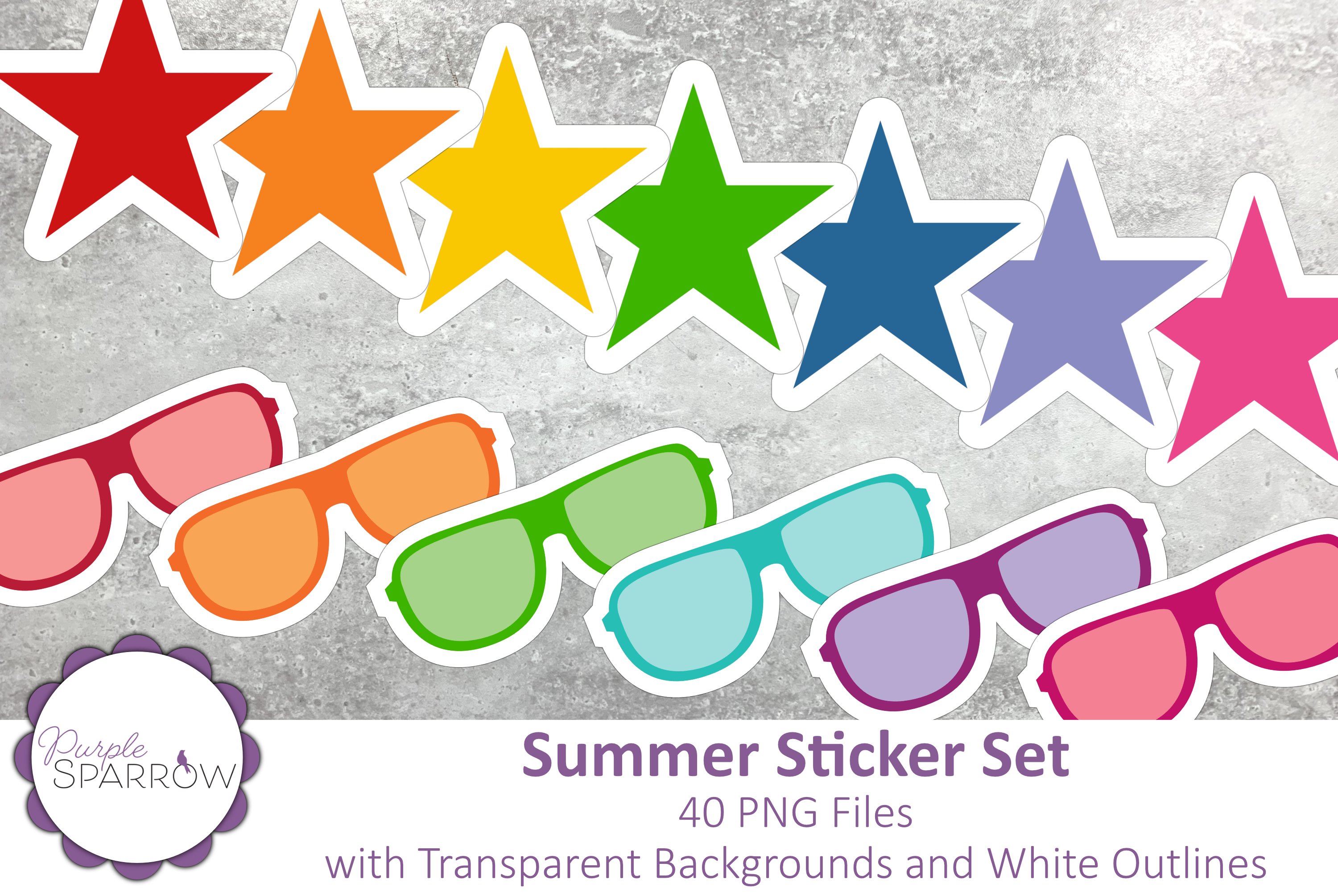 Summer Sticker Set | 40 PNG Files view 3