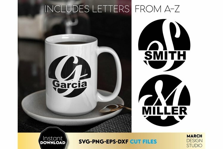 Split Monogram Letters SVG | Last Name Sign