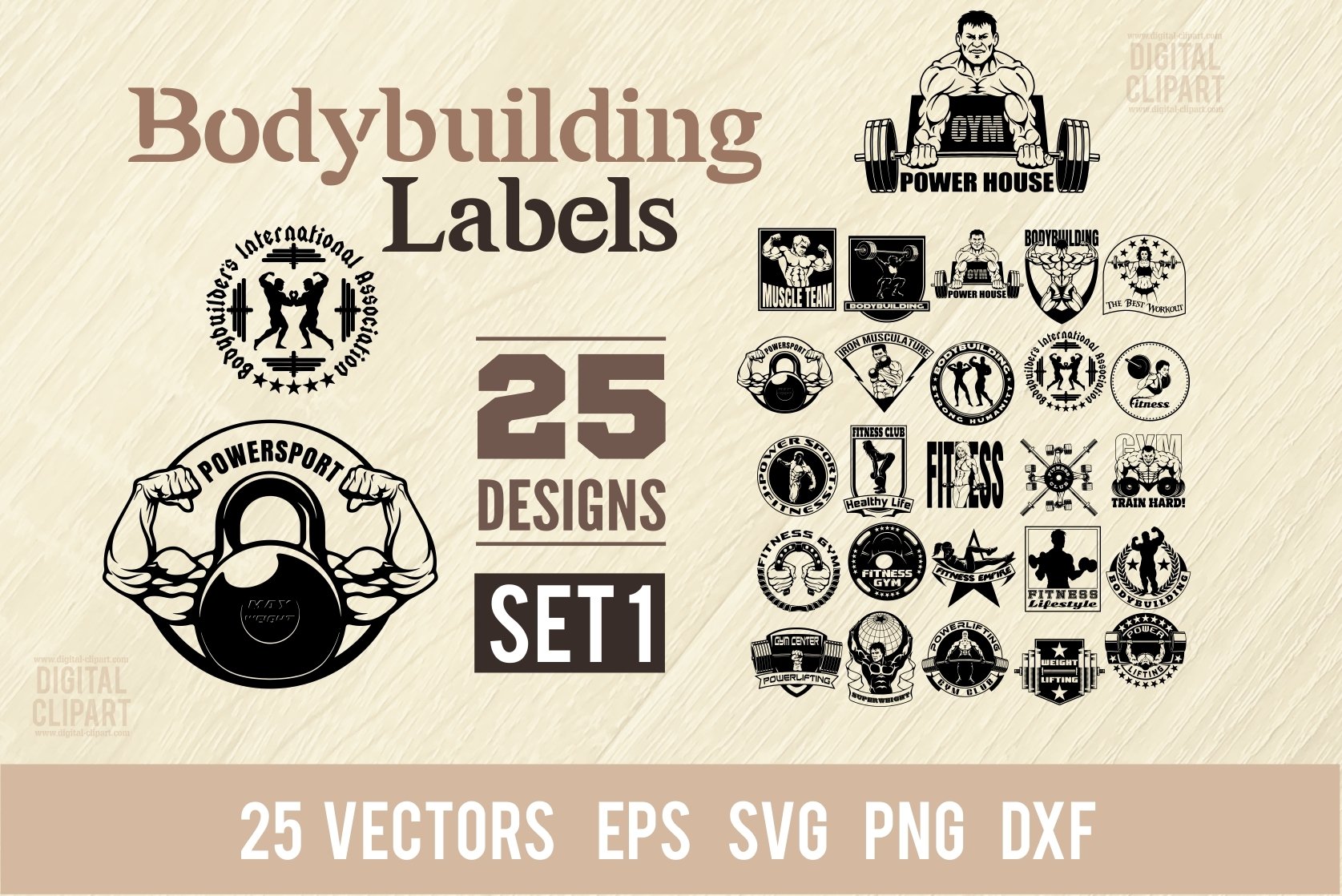 25 Gym SVG Bundle, Workout SVG Set - Bodybuilding Svg