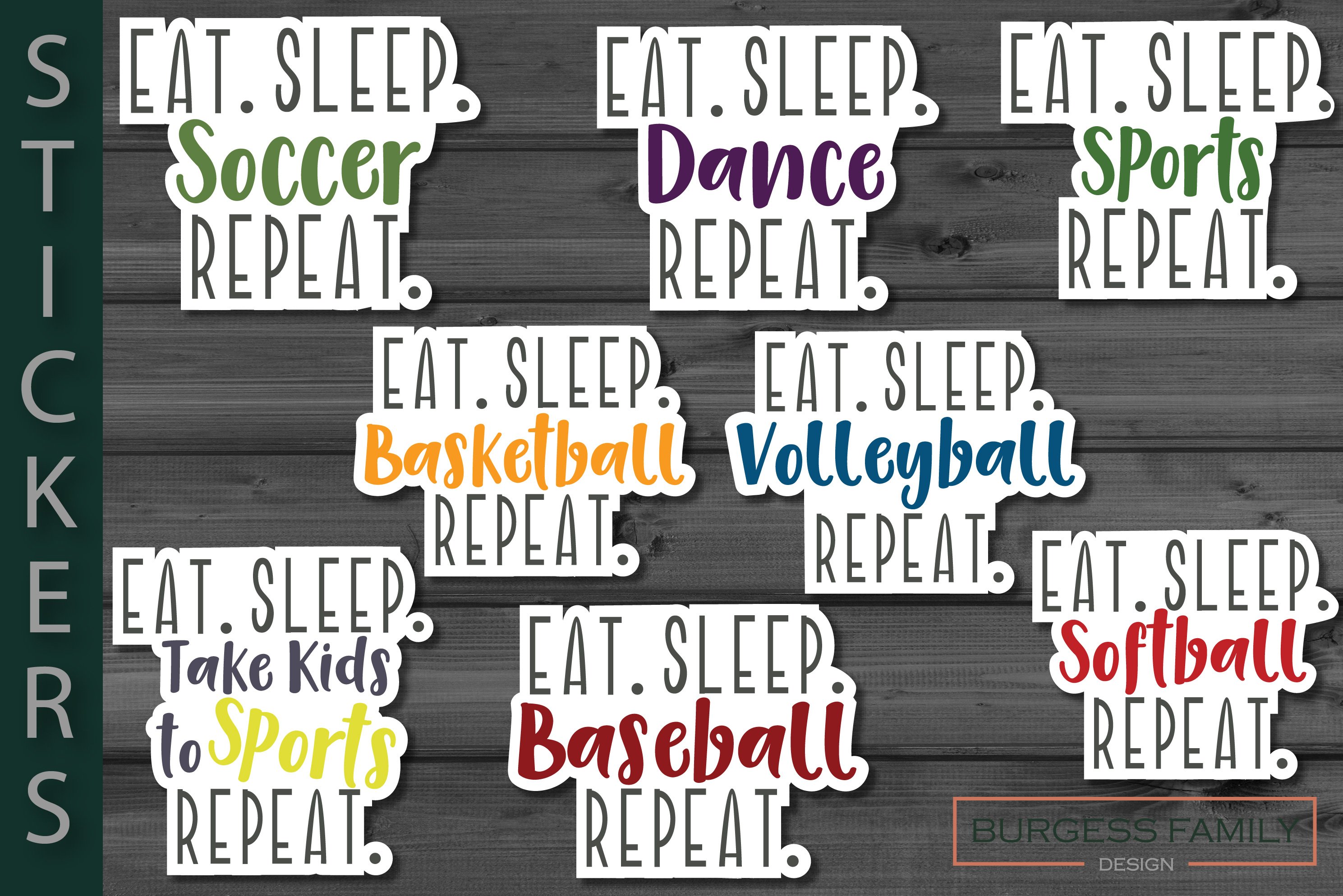 Sticker bundle Eat Sleep Sports