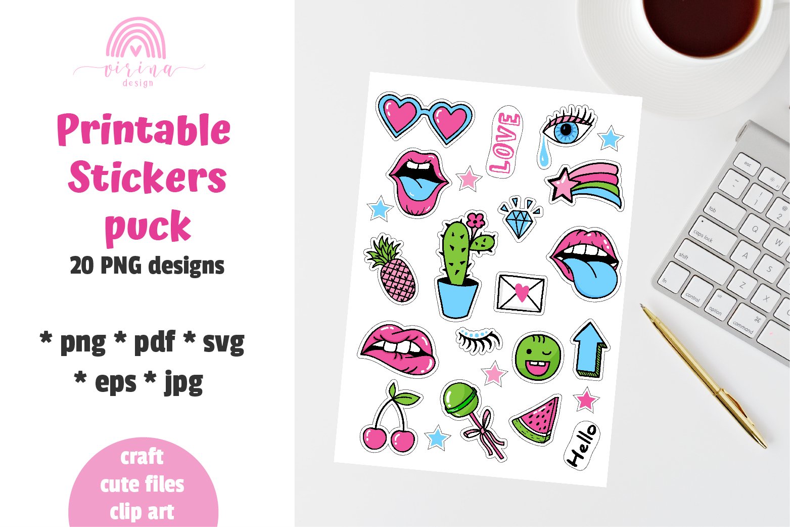 Sticker printable bundle png. Cricut Design Sticker Sheet