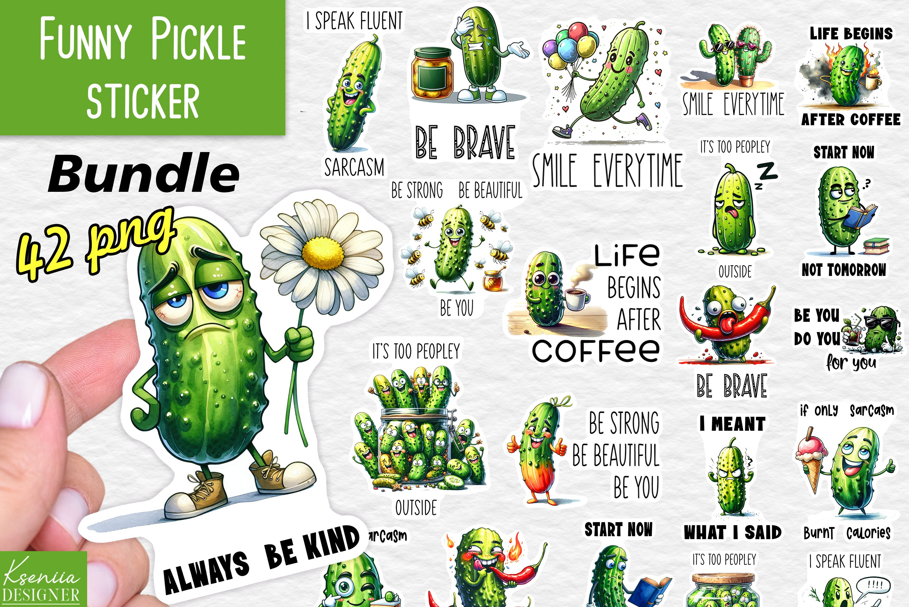 Funny Pickle| Sarcastic Quotes Printable Sticker Bundle