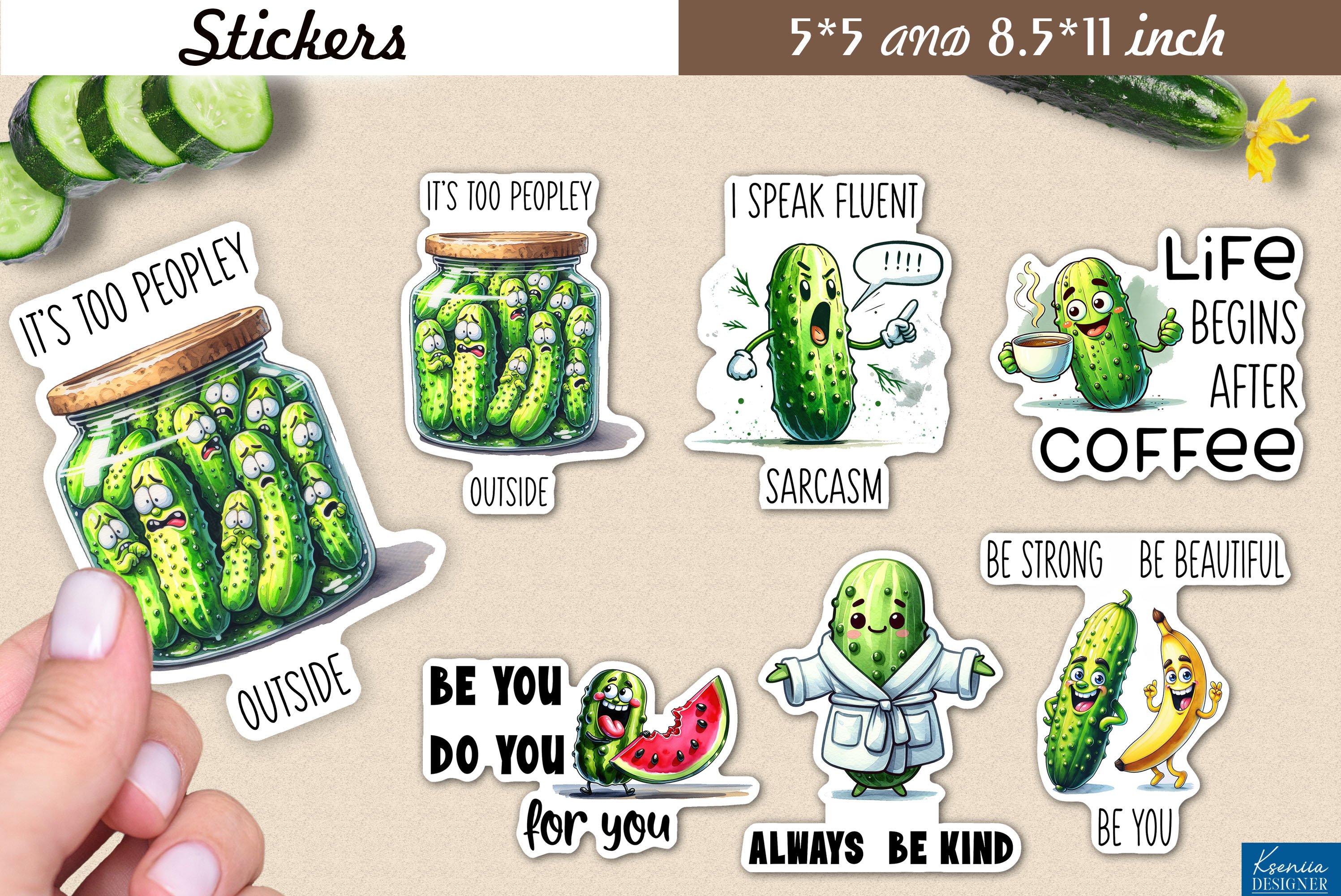 Funny Pickle| Sarcastic Quotes Printable Sticker Bundle view 2