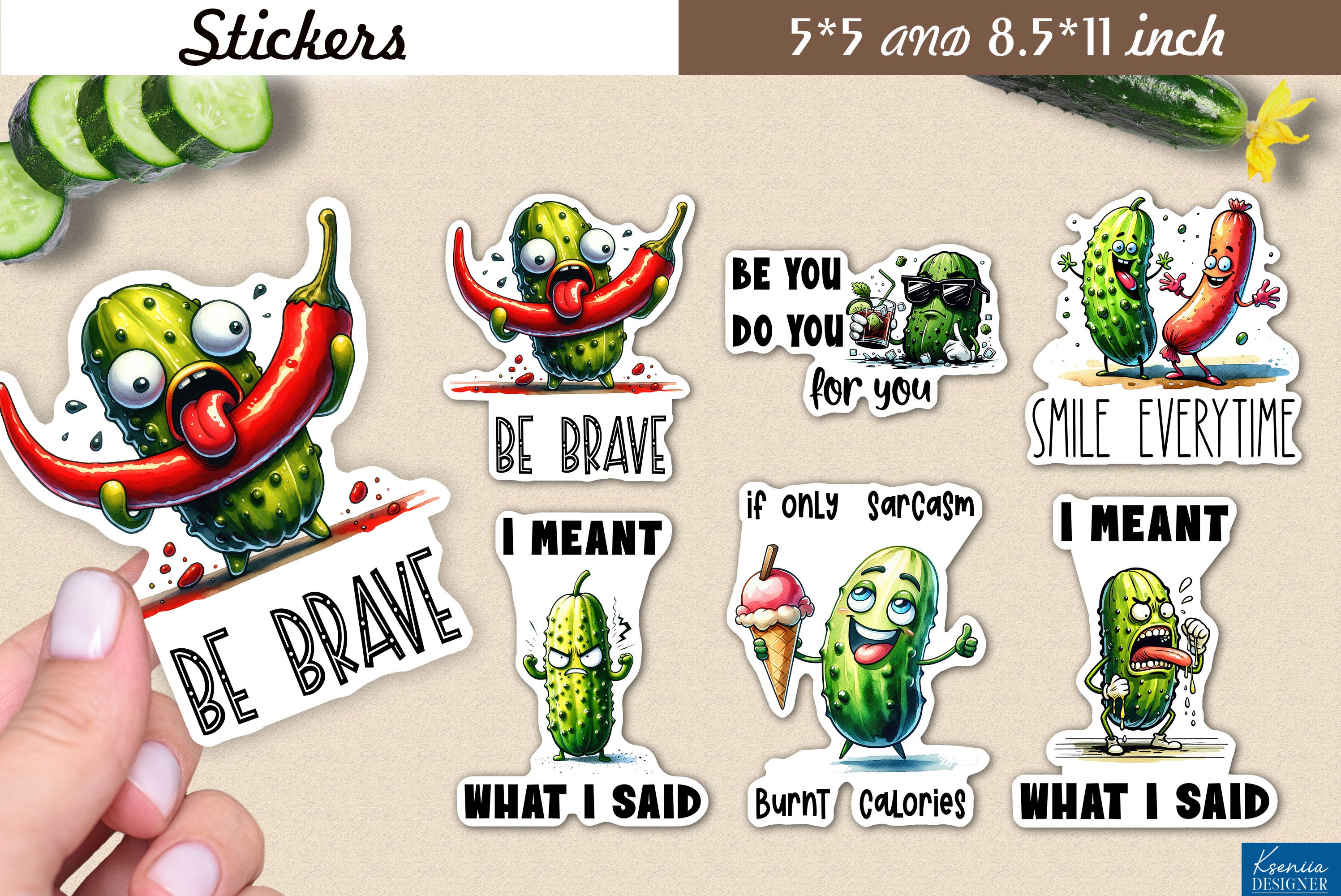 Funny Pickle| Sarcastic Quotes Printable Sticker Bundle view 3